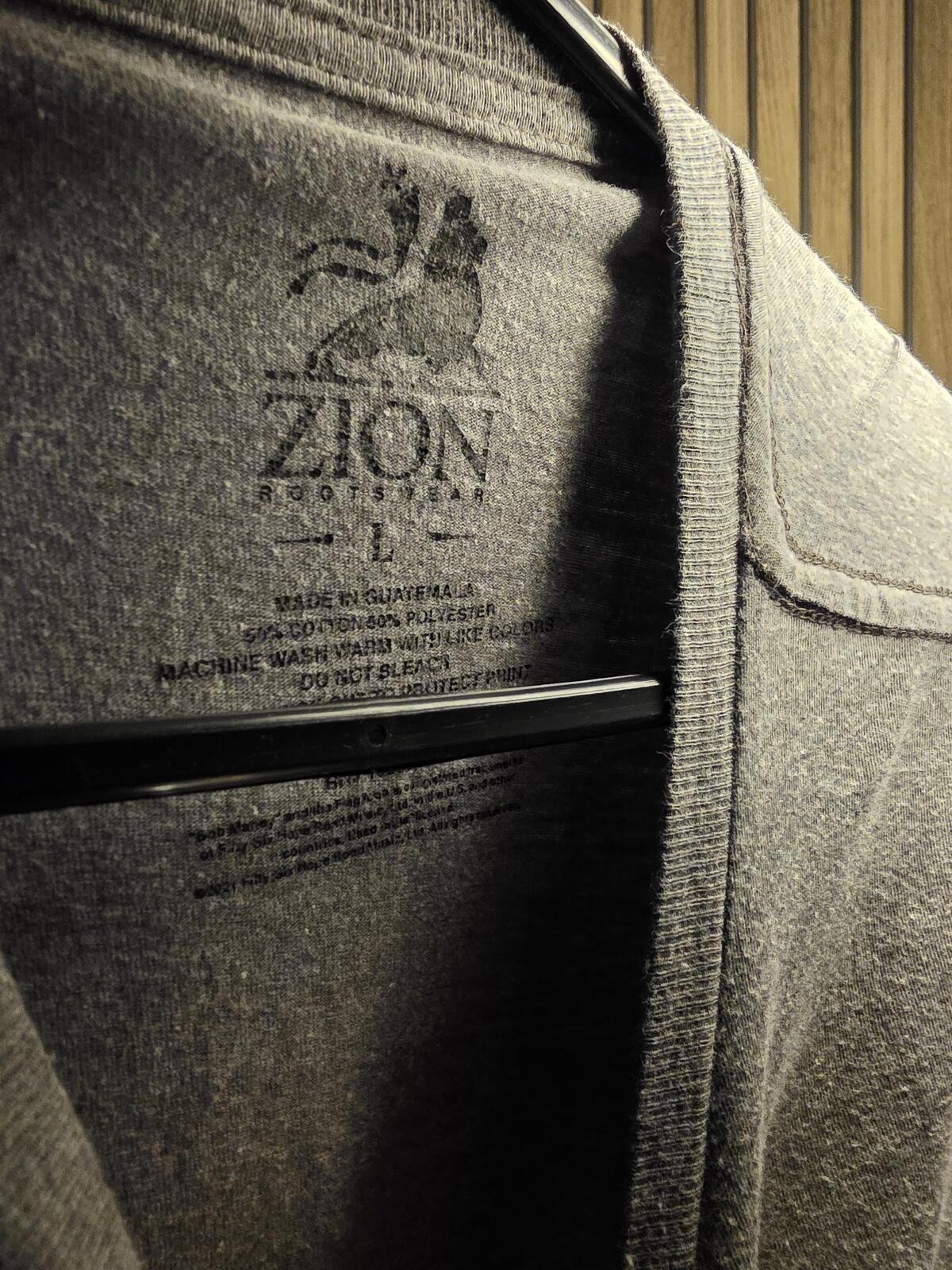 Zion Rootswear Marley One Love Graphic T-shirt Grey Large