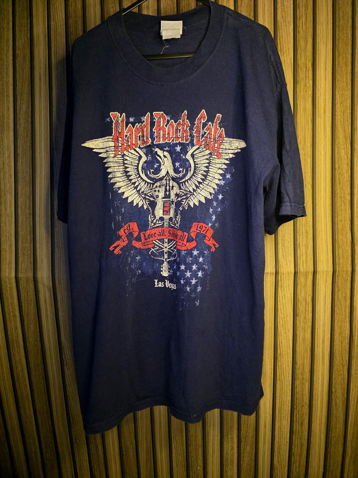Hard Rock Cafe Las Vegas Graphic T-Shirt Navy Blue Size Medium