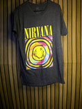 Nirvana Tie-Dye Smiley Face Graphic T-Shirt Black Medium