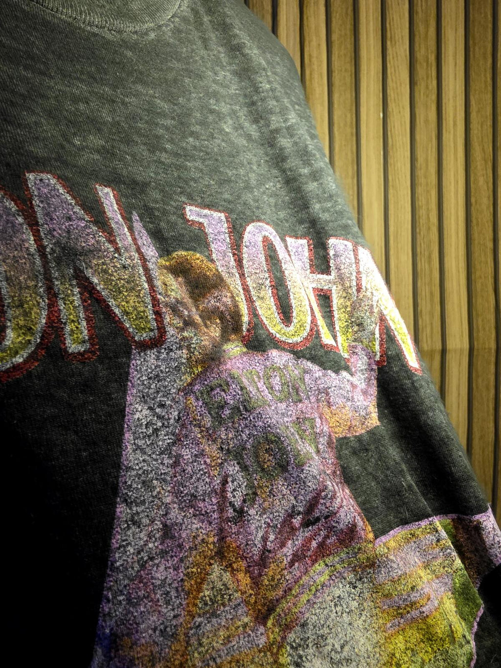 Elton John Graphic T-Shirt Black Size S