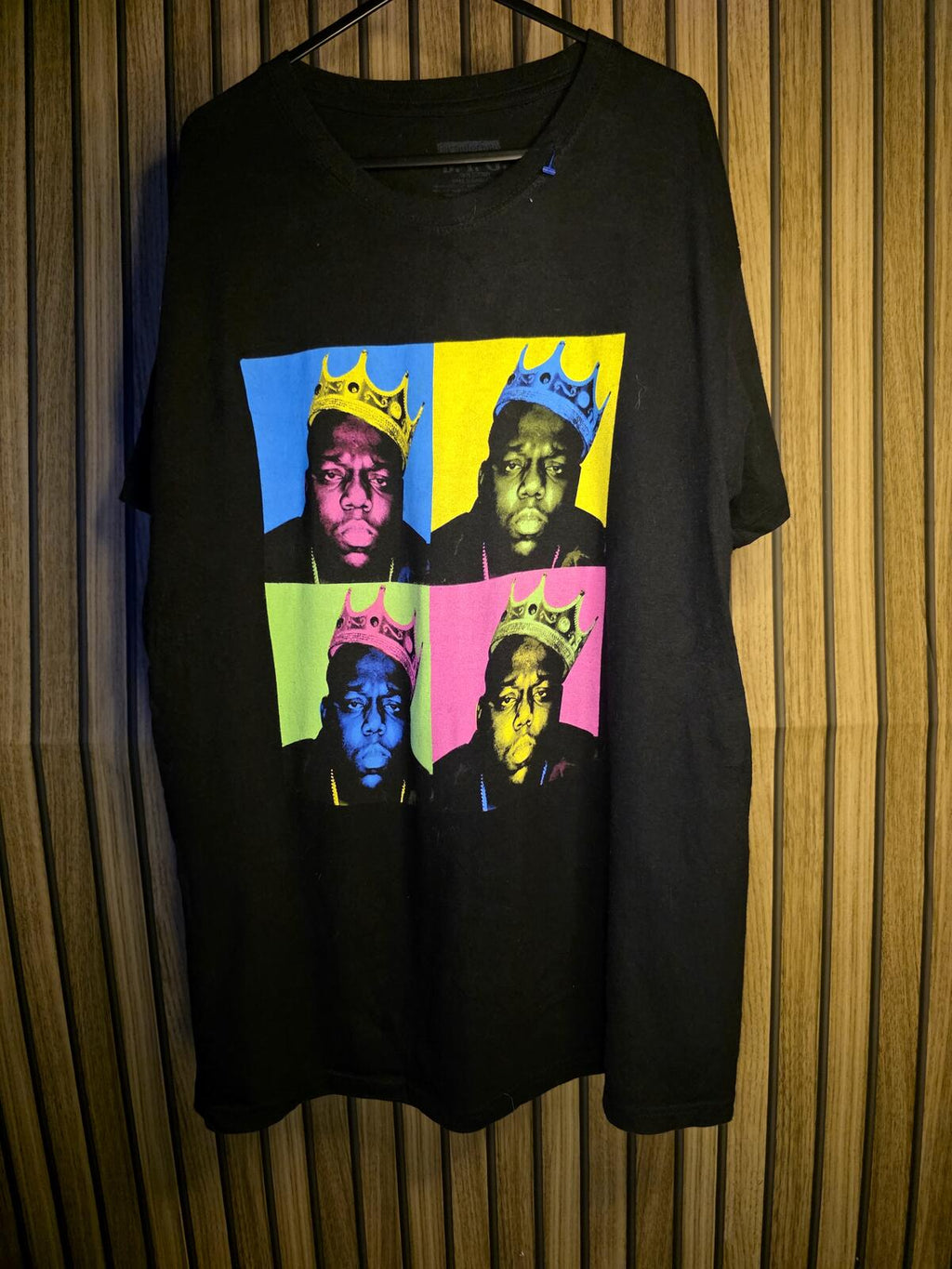 Notorious B.I.G. Graphic T-Shirt Colourful Pop Art Black Size XL