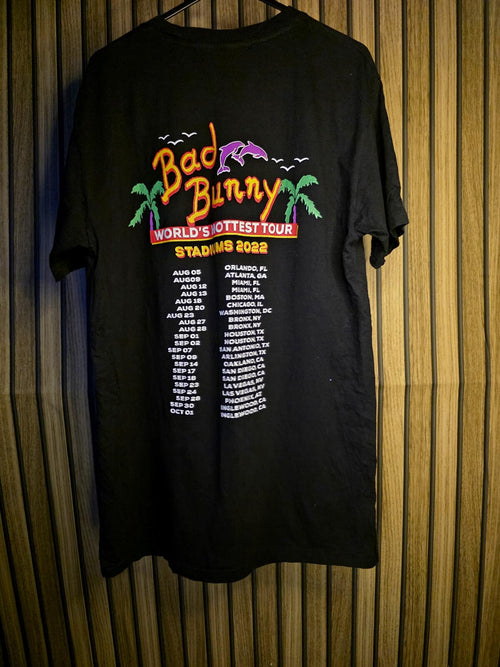 Bad Bunny World’s Hottest Tour 2022 T-Shirt Black Medium