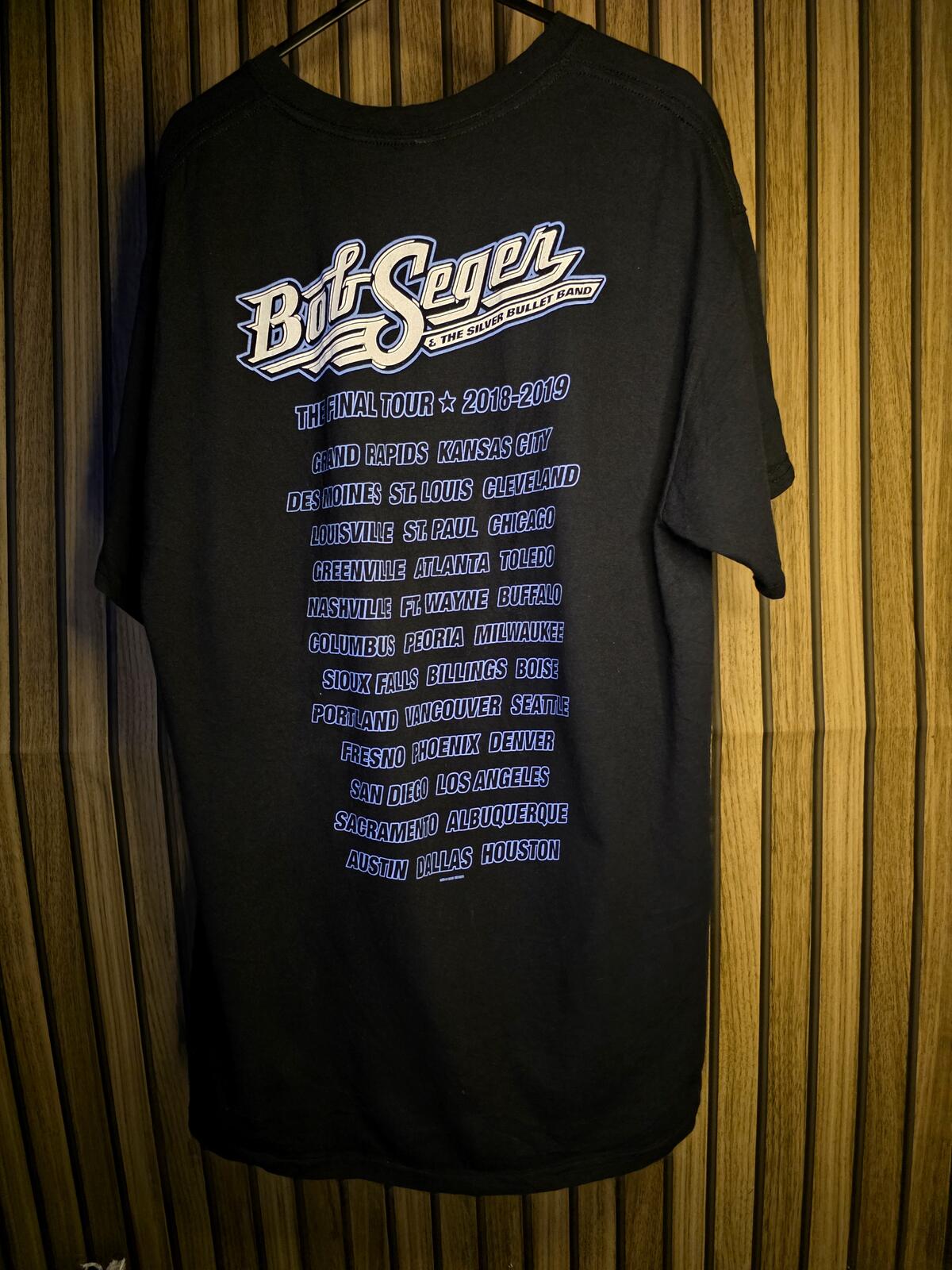Bob Seger Roll Me Away Tour Black Graphic T-Shirt Size L