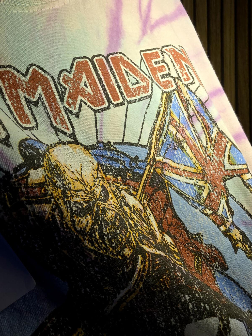 Iron Maiden Tie-Dye Graphic T-Shirt Purple Blue Size S