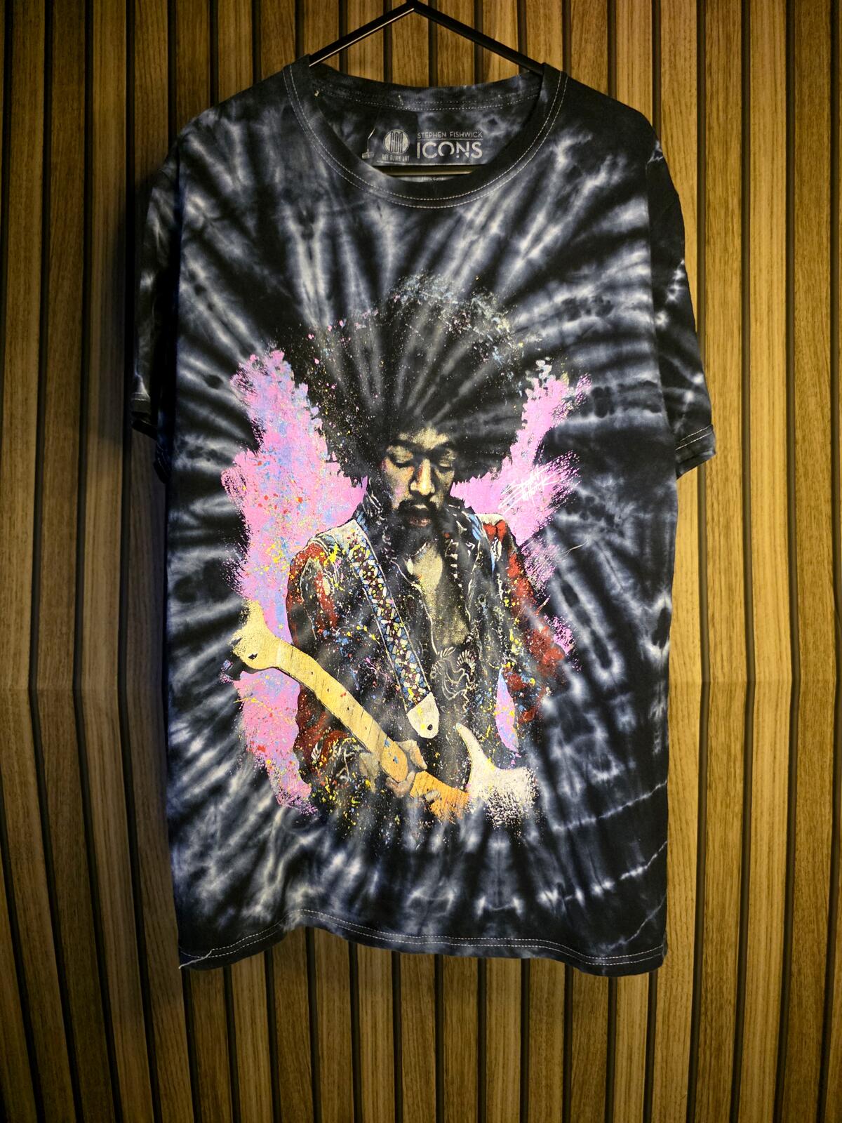 Stephen Fishwick ICONS Jimi Hendrix Graphic Tie-Dye T-Shirt Black Size S