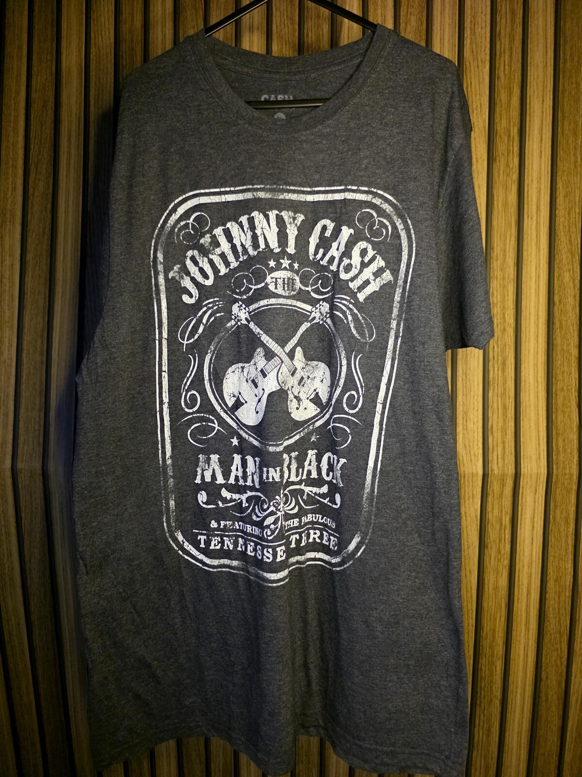 Johnny Cash Man in Black Graphic T-Shirt Charcoal Grey XL
