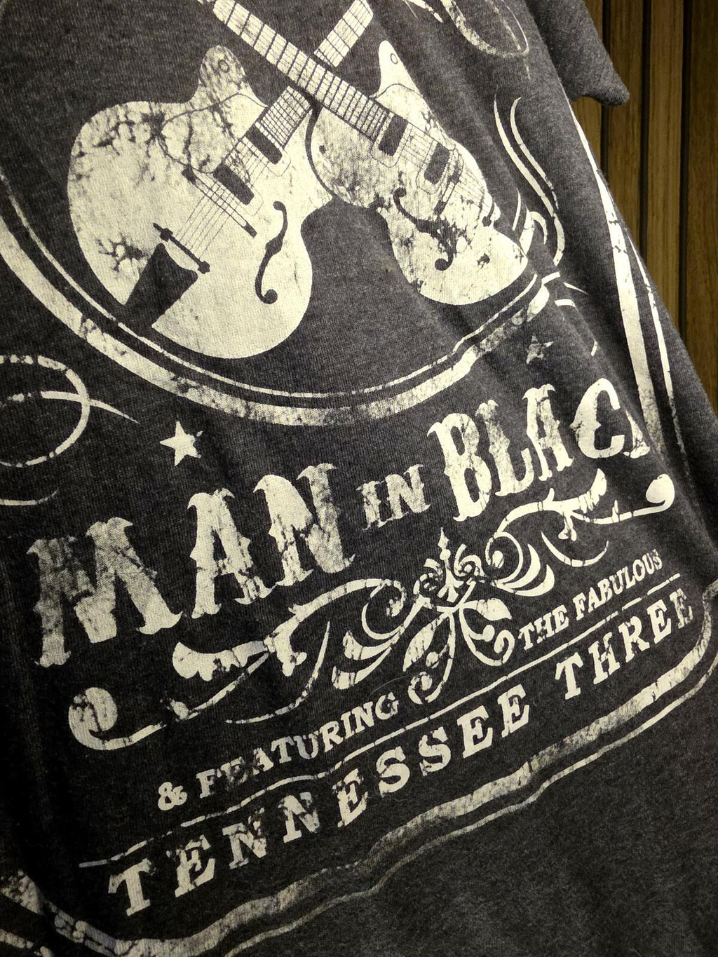 Johnny Cash Man in Black Graphic T-Shirt Charcoal Grey XL