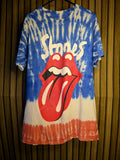 Stones Tie-Dye T-Shirt with Tongue Logo Blue White Red Medium