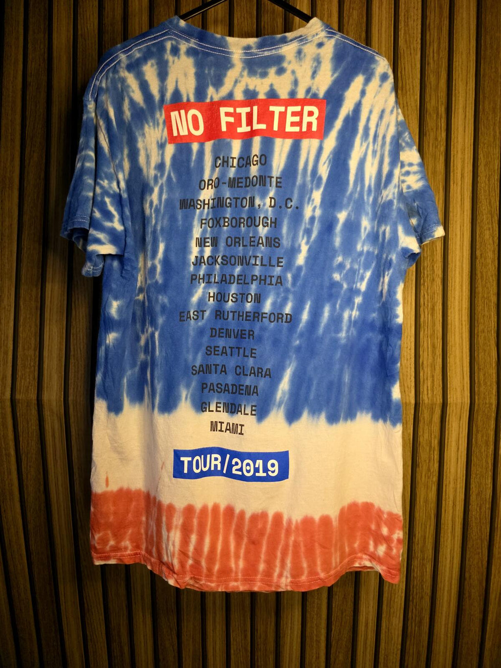 Stones Tie-Dye T-Shirt with Tongue Logo Blue White Red Medium
