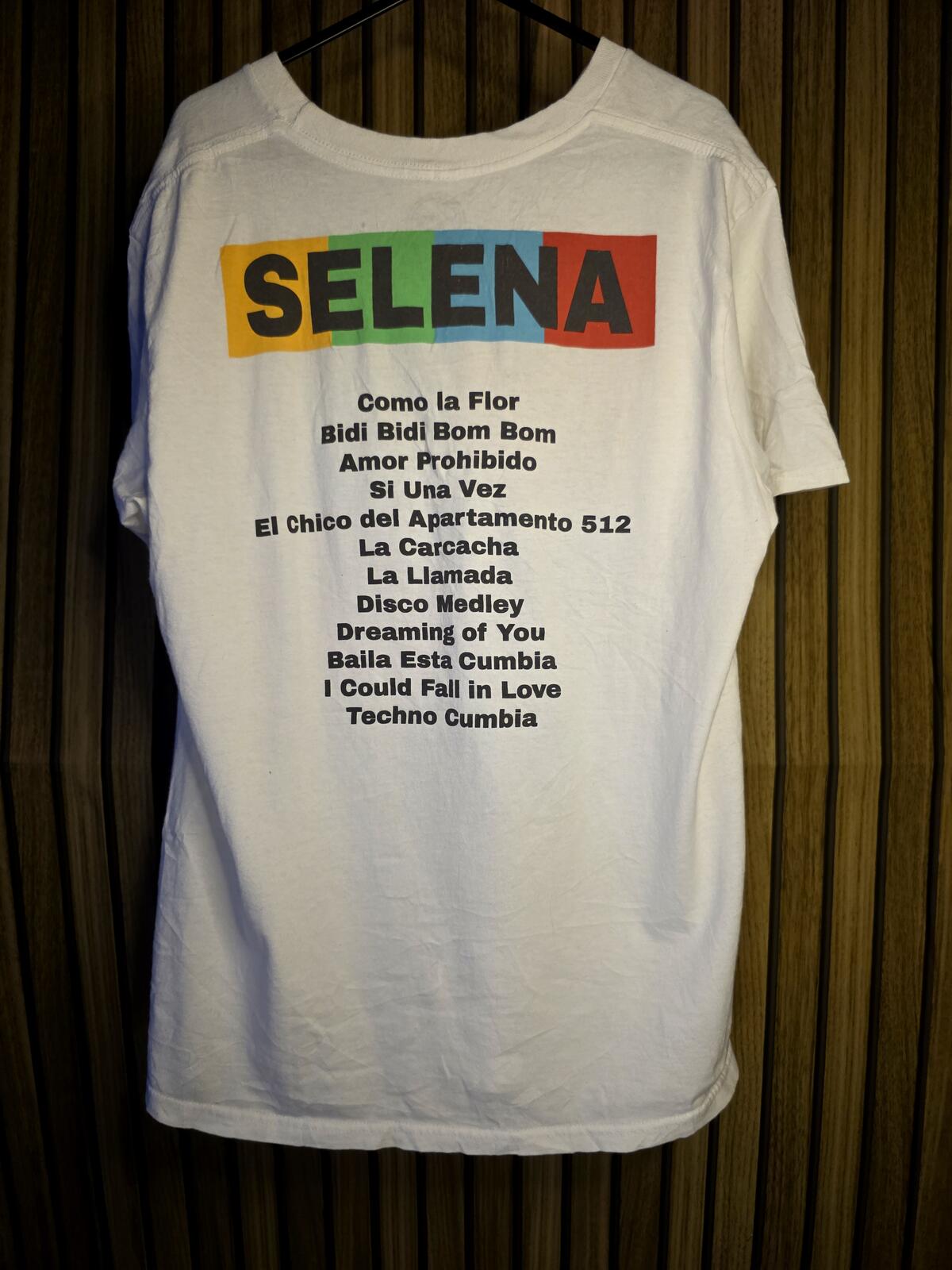 Selena Graphic T-Shirt Tour List White Large