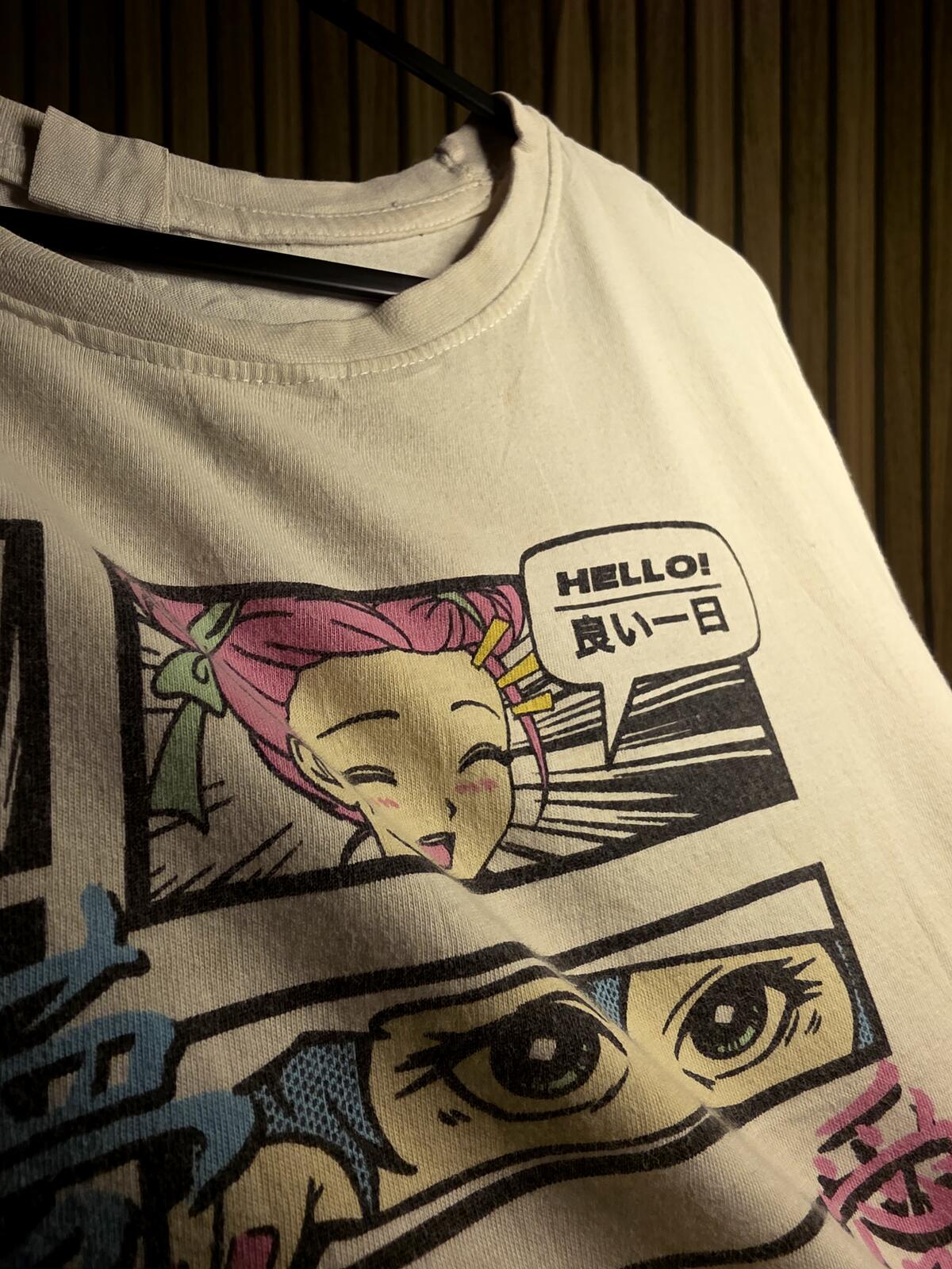 Anime Graphic Printed T-shirt White Medium