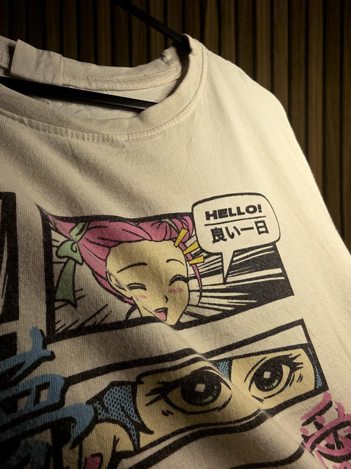 Anime Graphic Printed T-shirt White Medium