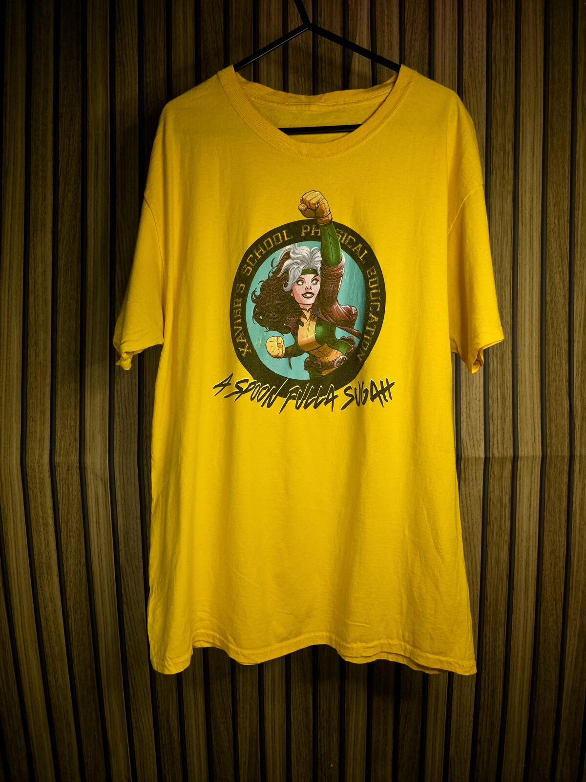 X-Men First Class Yellow Graphic T-Shirt with Comic Style Size Large