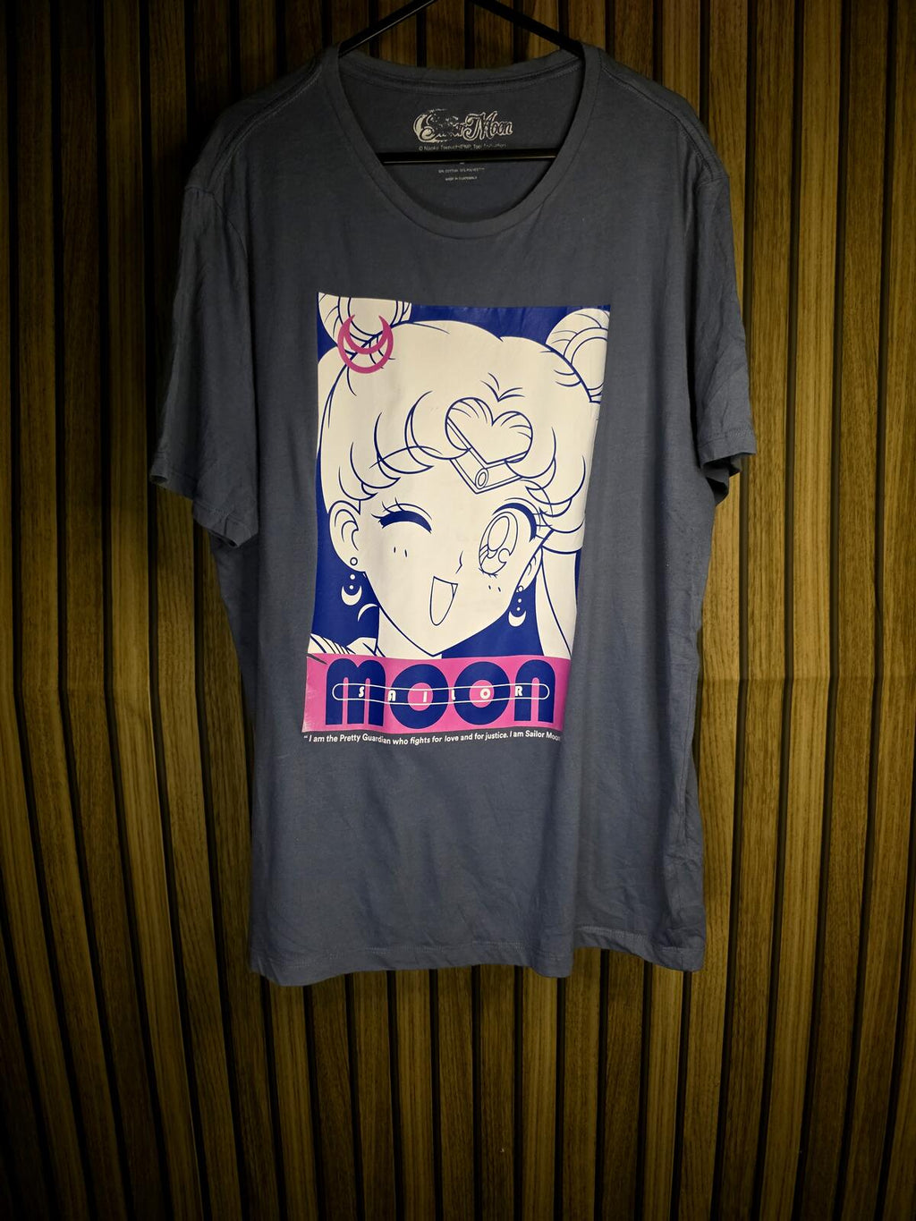 Sailor Moon Graphic T-Shirt Moon Print Navy Blue Large