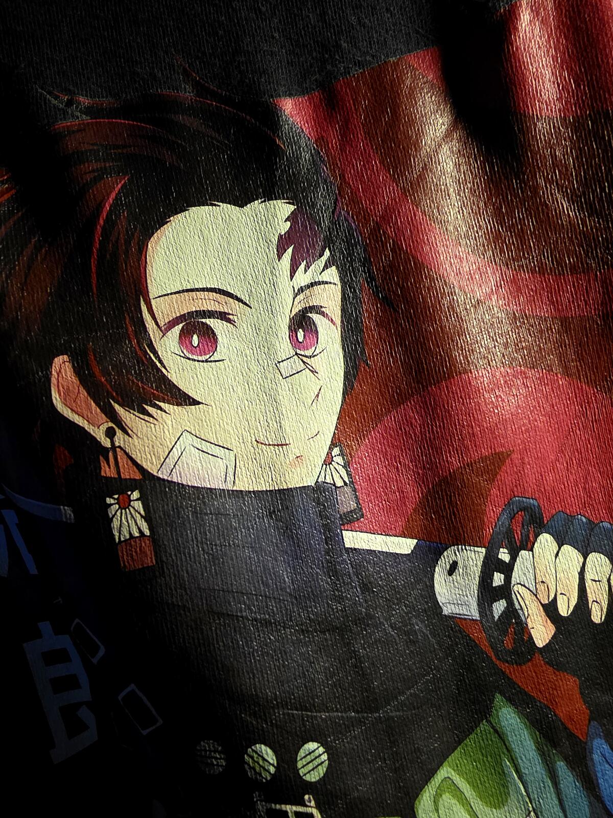 Gildan Black Anime Graphic T-Shirt Demon Slayer Tanjiro Kamado Size Small