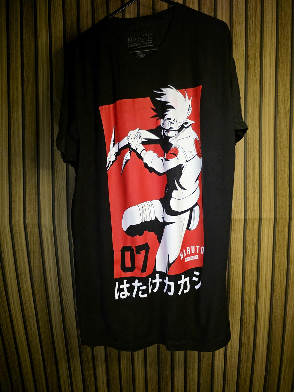 Naruto Shippuden Kakashi Graphic T-shirt Black Size L
