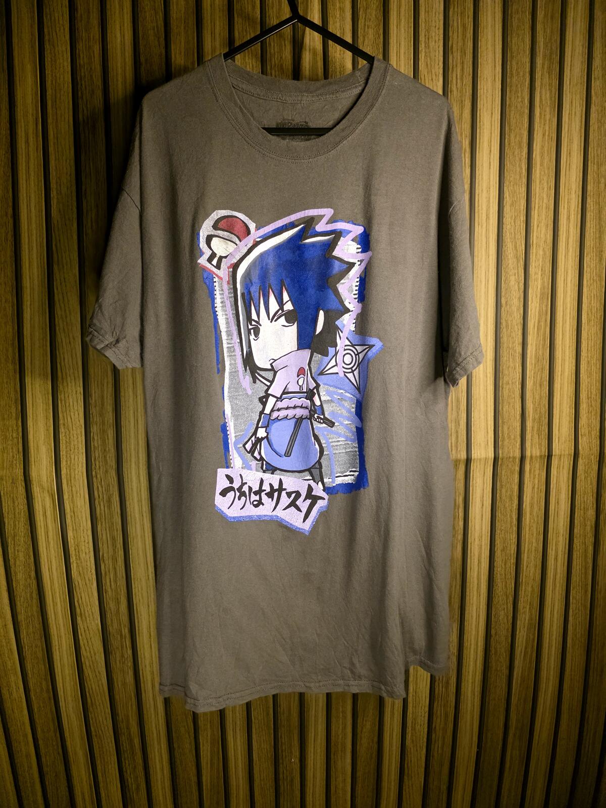 Independent Function Naruto Sasuke Graphic T-Shirt Brown Large
