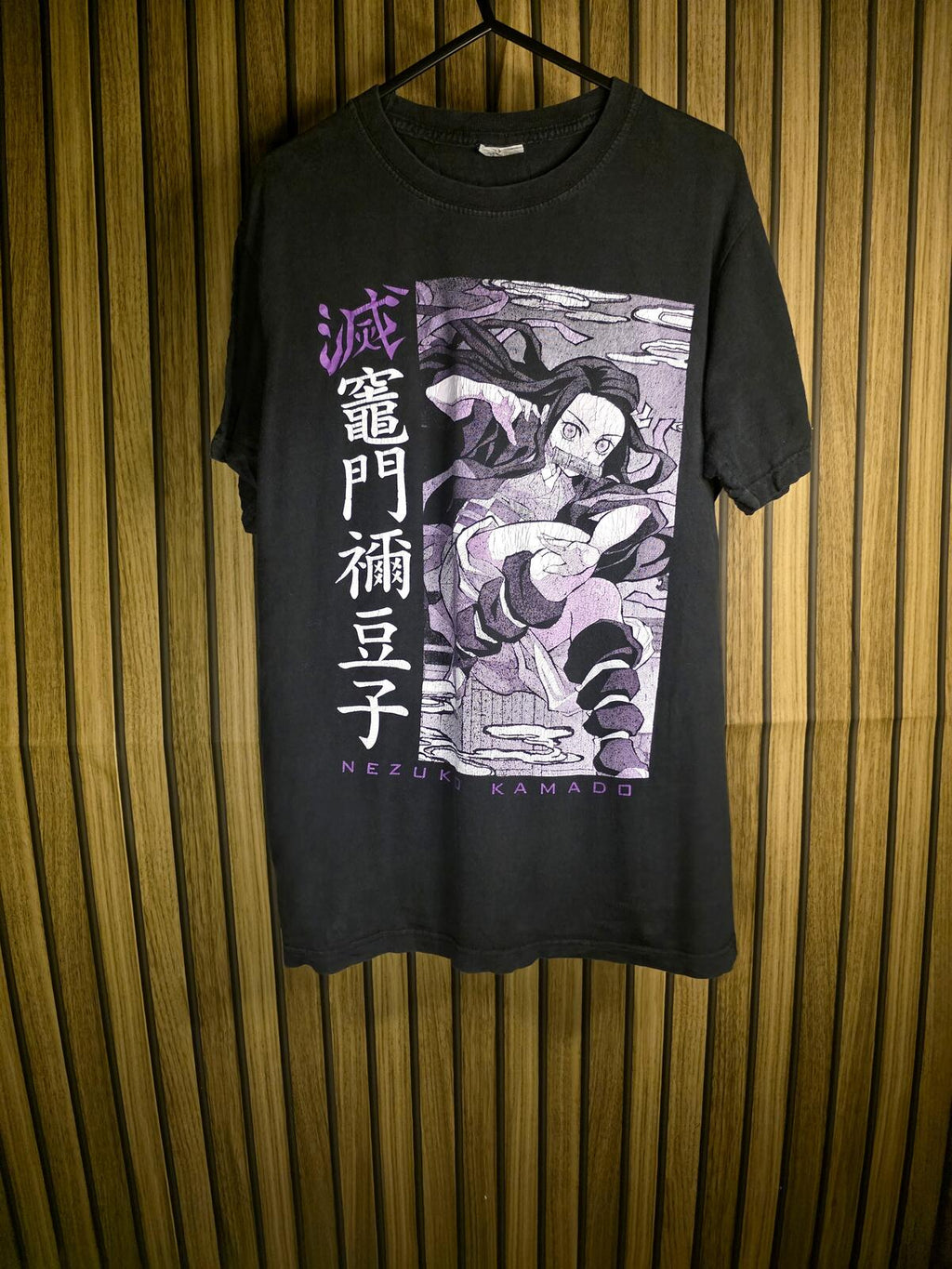 Anime Graphic T-Shirt Nezuko Kamado Black Purple Medium