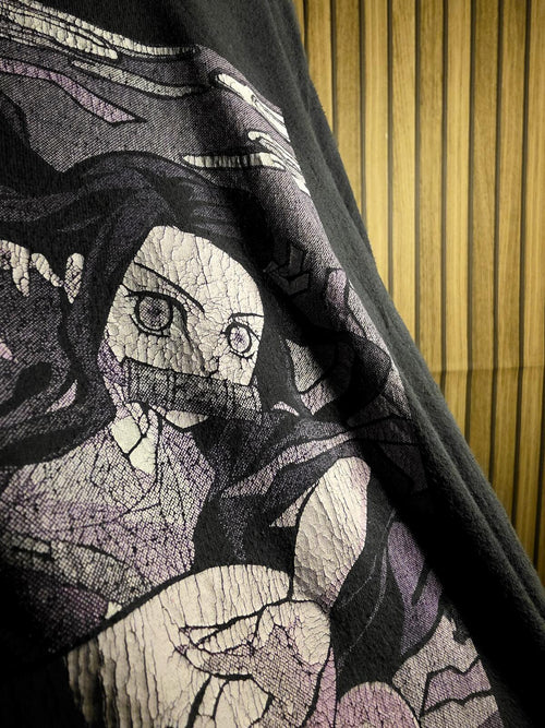 Anime Graphic T-Shirt Nezuko Kamado Black Purple Medium