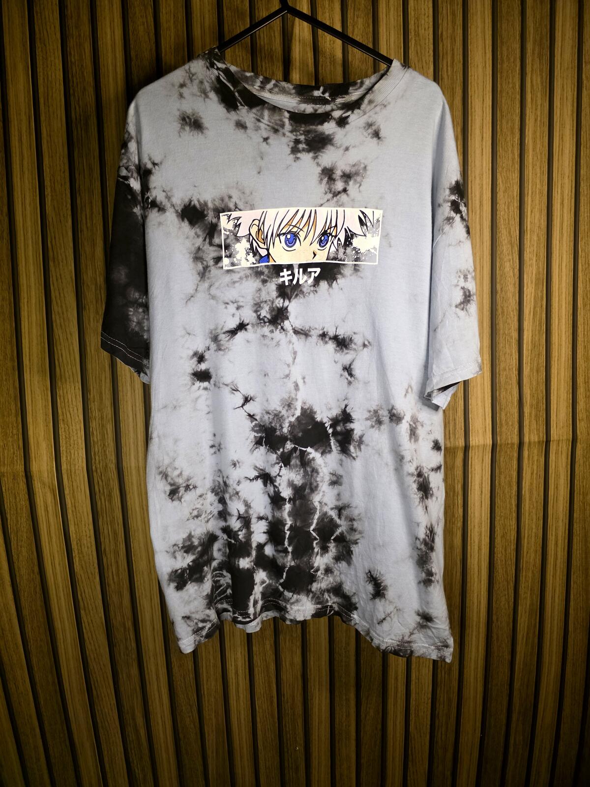 Hypeland x Hunter x Hunter Anime Graphic Tie-Dye T-Shirt Black and White Size M