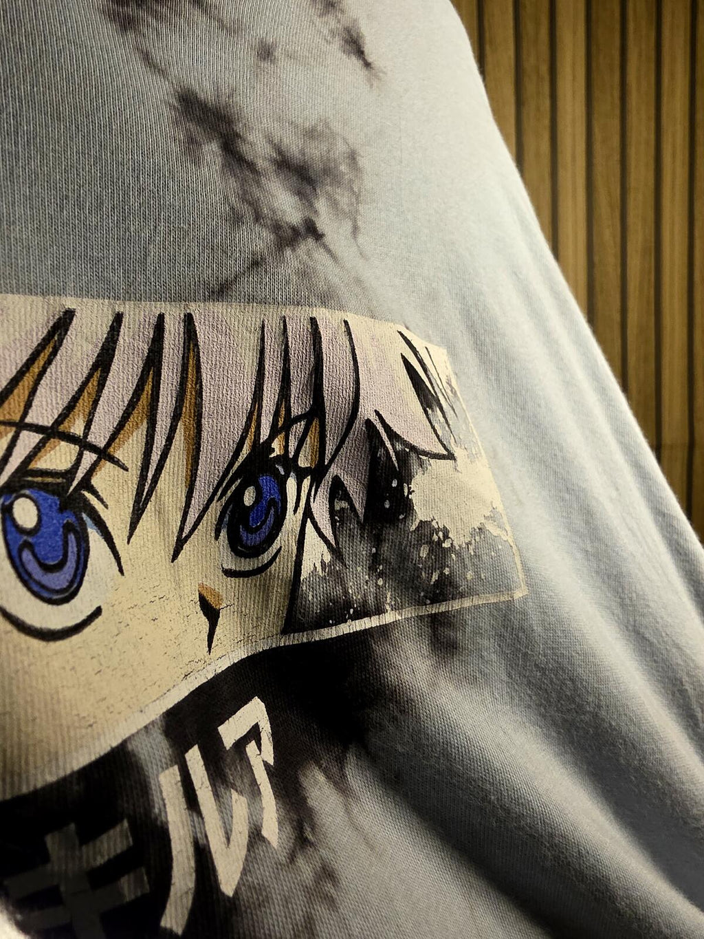 Hypeland x Hunter x Hunter Anime Graphic Tie-Dye T-Shirt Black and White Size M