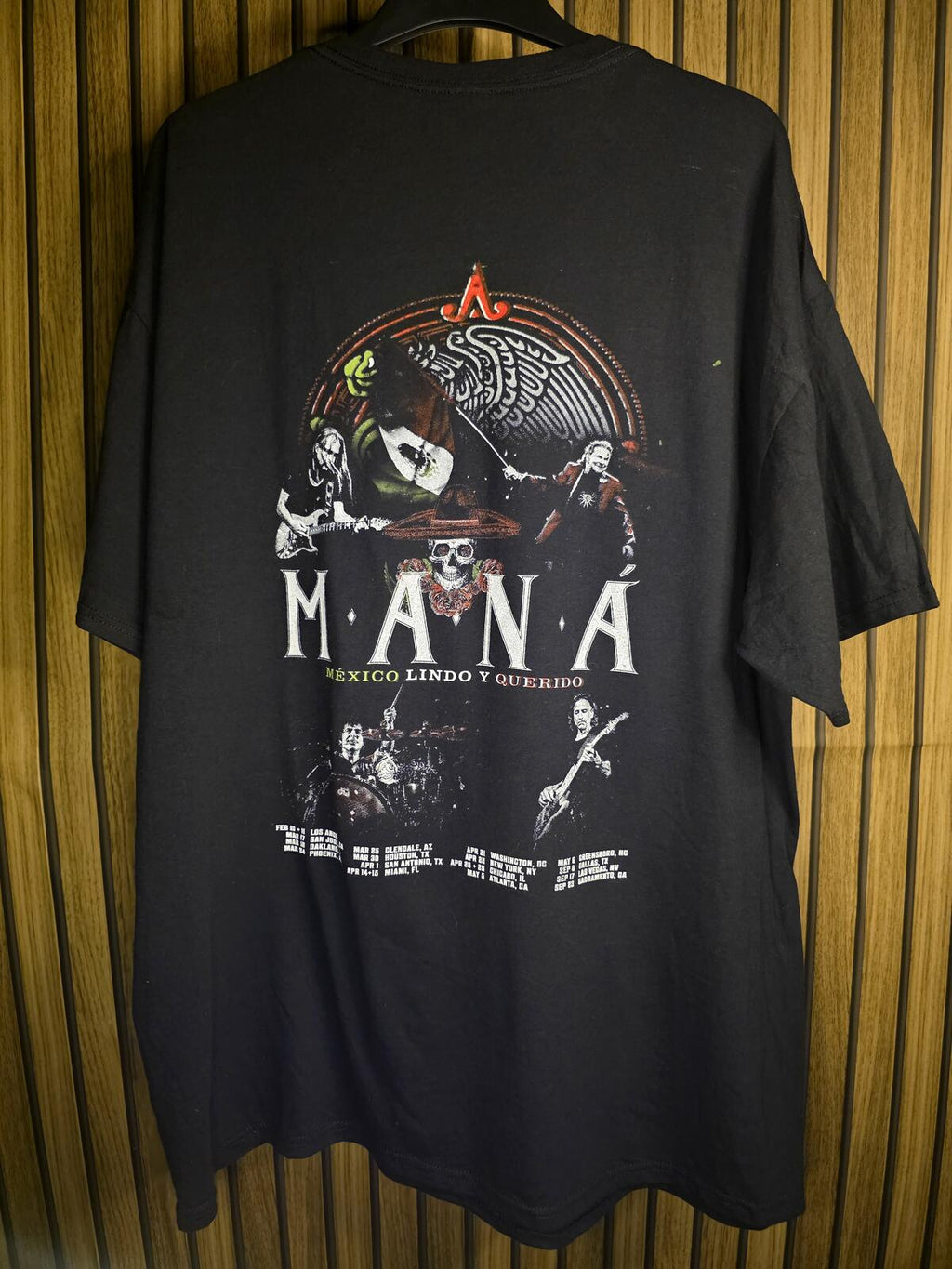 Maná Mexico Lindo Y Querido Tour 2012 Black Graphic T-Shirt Size XL