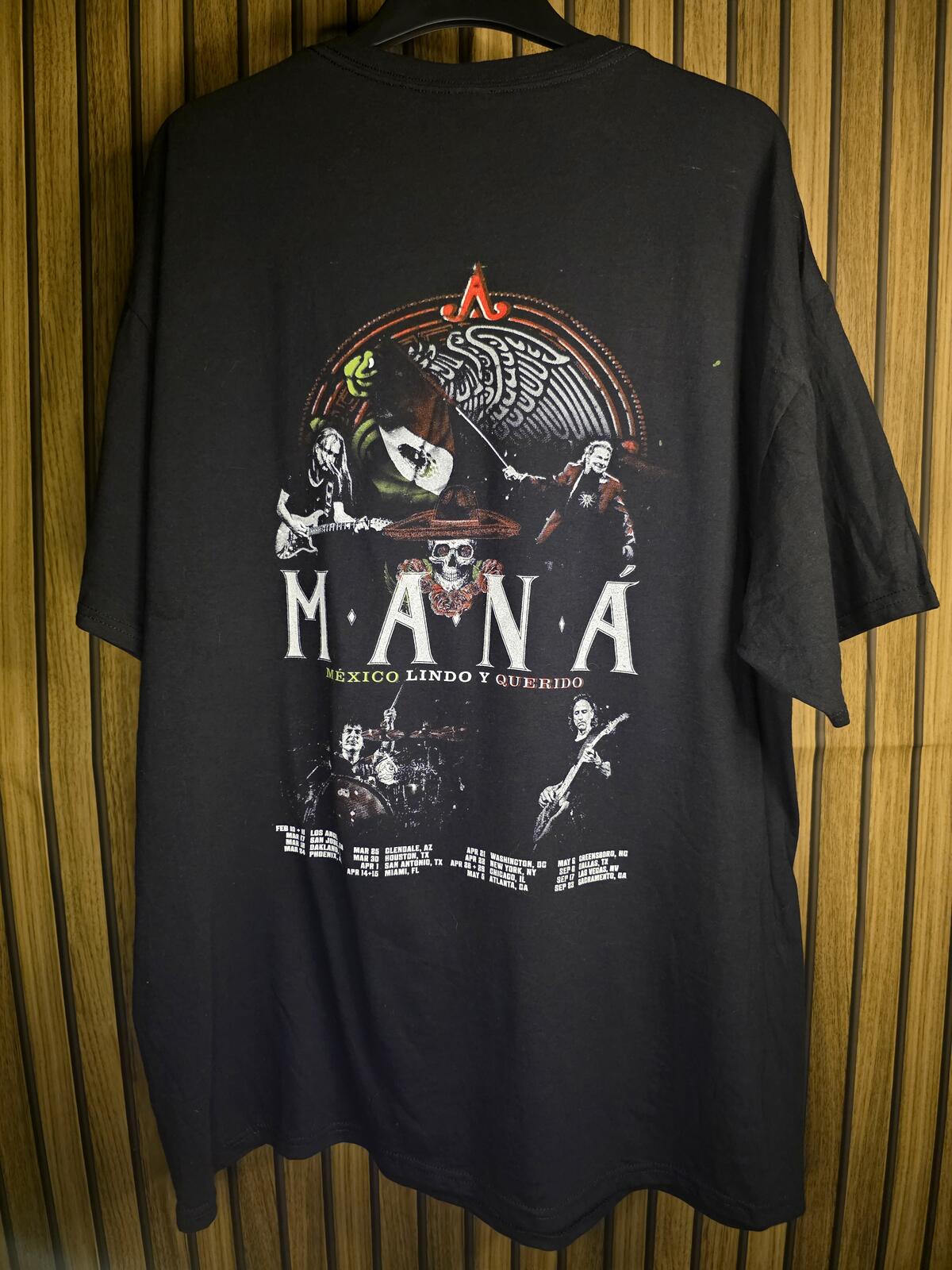 Maná Mexico Lindo Y Querido Tour 2012 Black Graphic T-Shirt Size XL