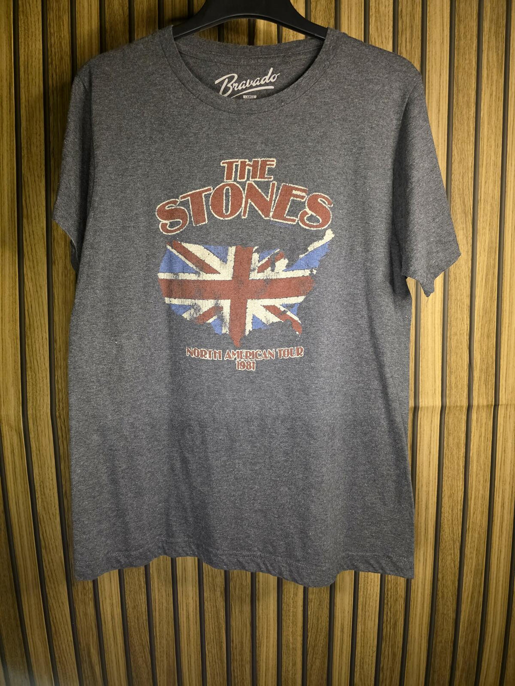 Bravado The Stones North American Tour 1981 Graphic T-Shirt Grey Large