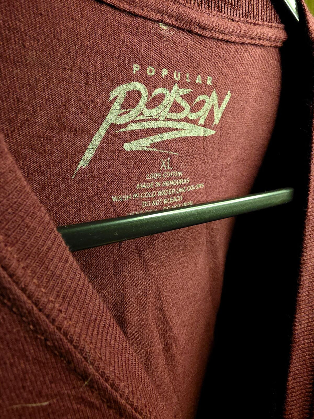 Popular Poison Long Sleeve T-Shirt Good Vibes Graphic Burgundy XL