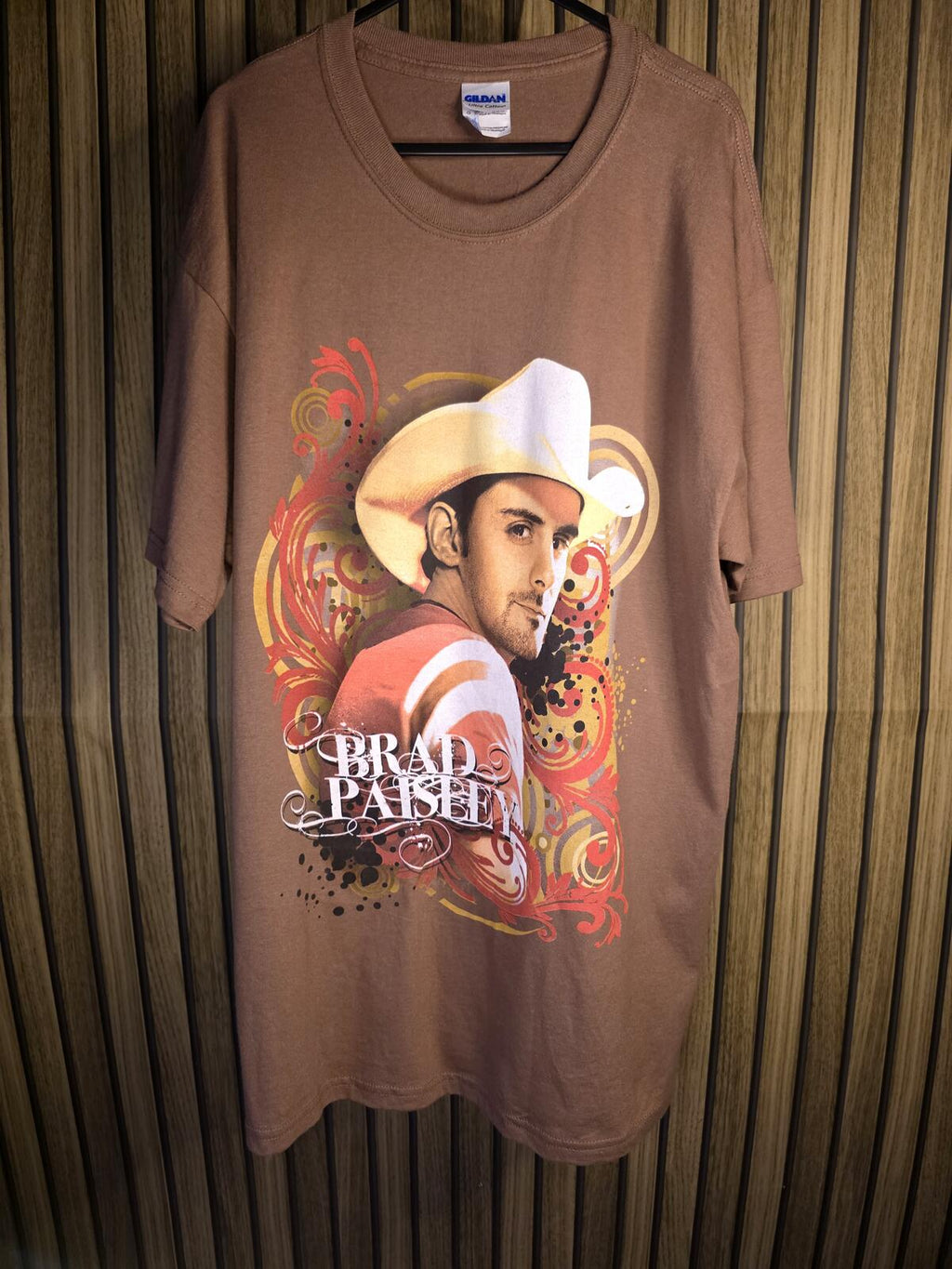 Brad Paisley Graphic T-Shirt Brown Large Cotton