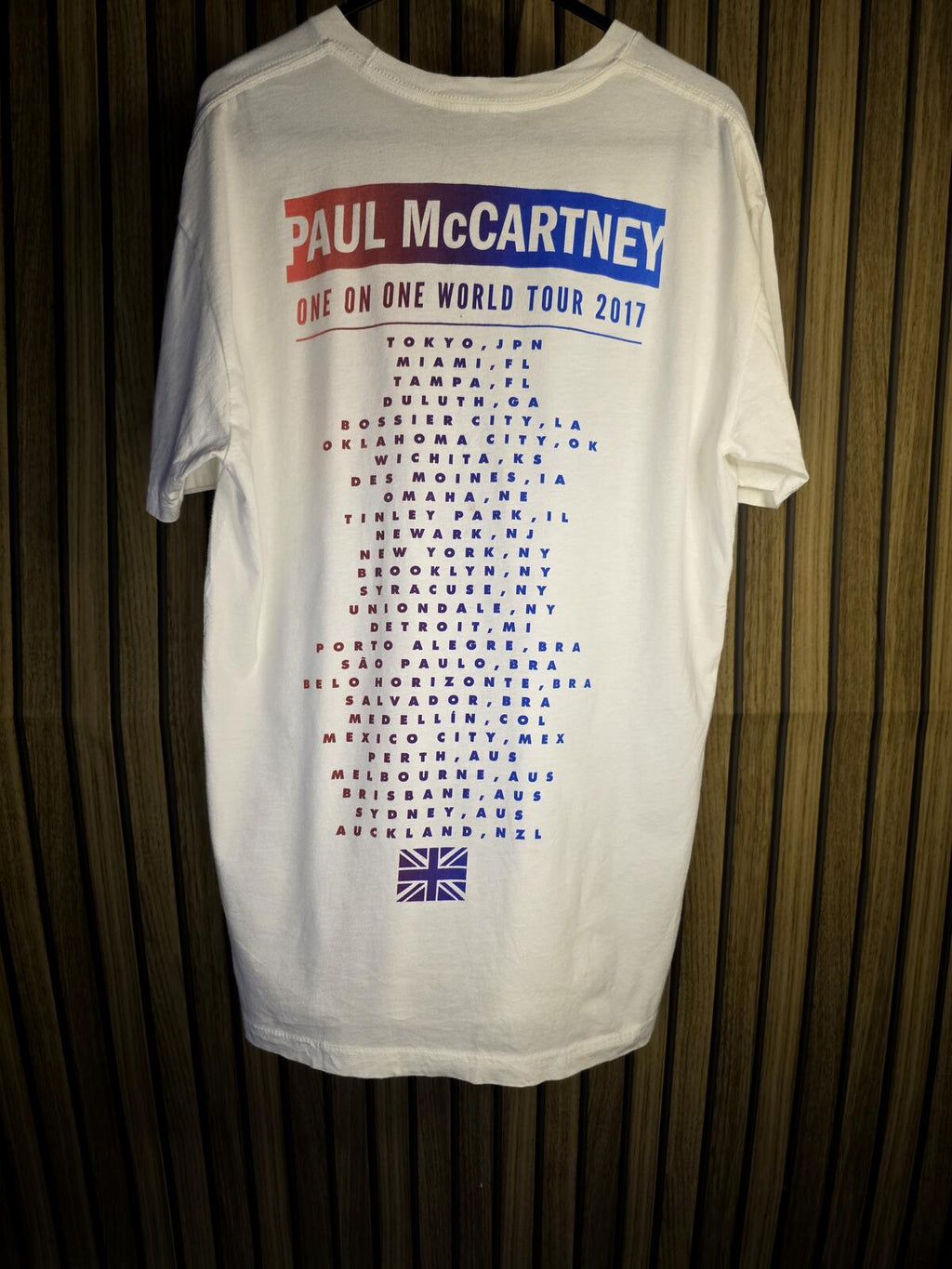 Paul McCartney White Graphic T-Shirt Union Jack Print Medium