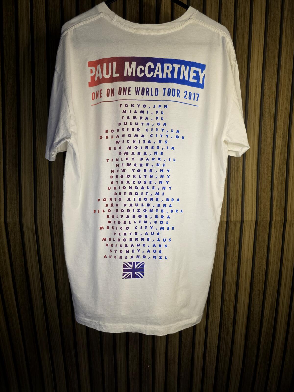 Paul McCartney White Graphic T-Shirt Union Jack Print Medium