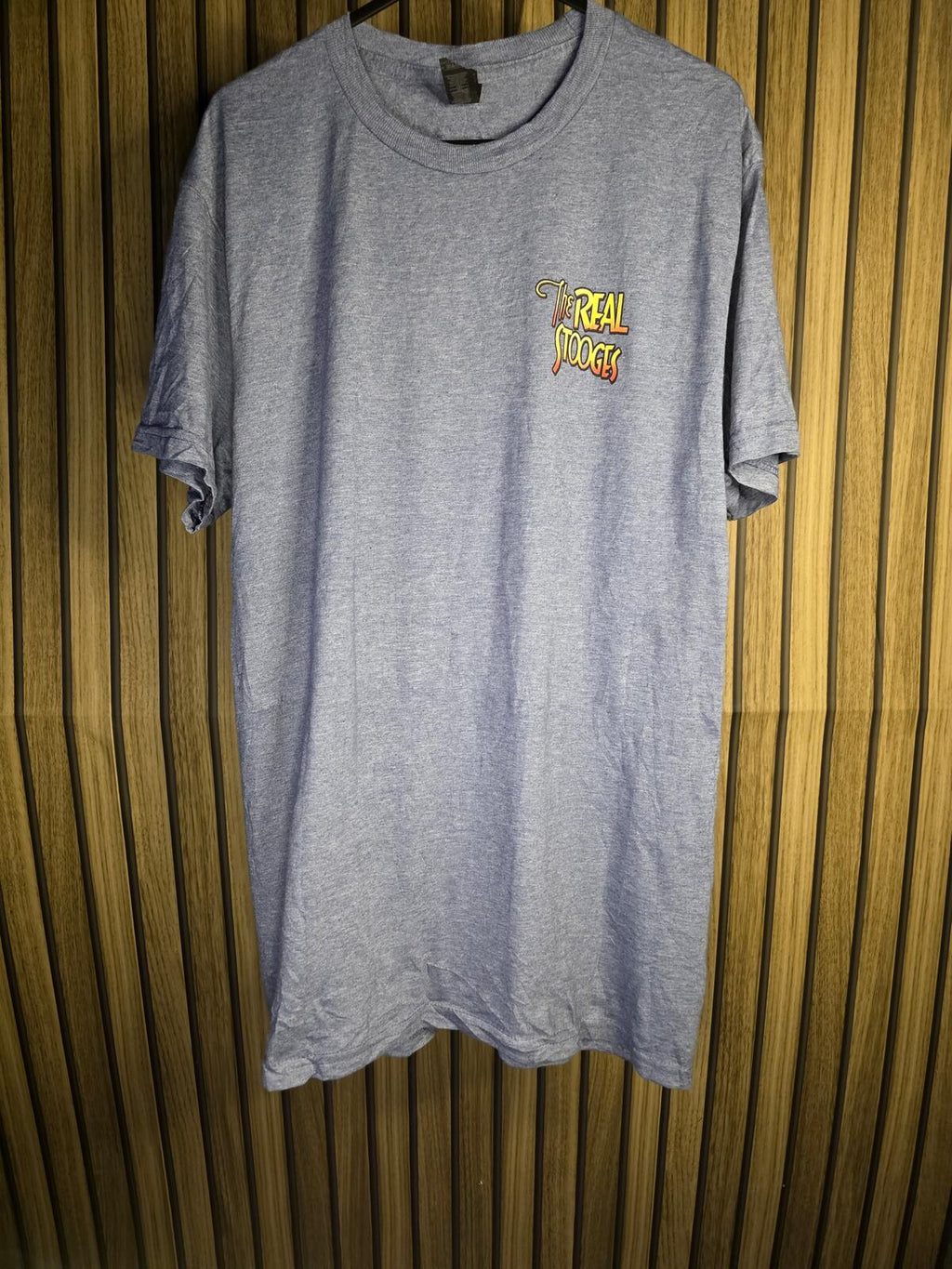 Gildan The Real Stooges Graphic T-Shirt Blue Medium