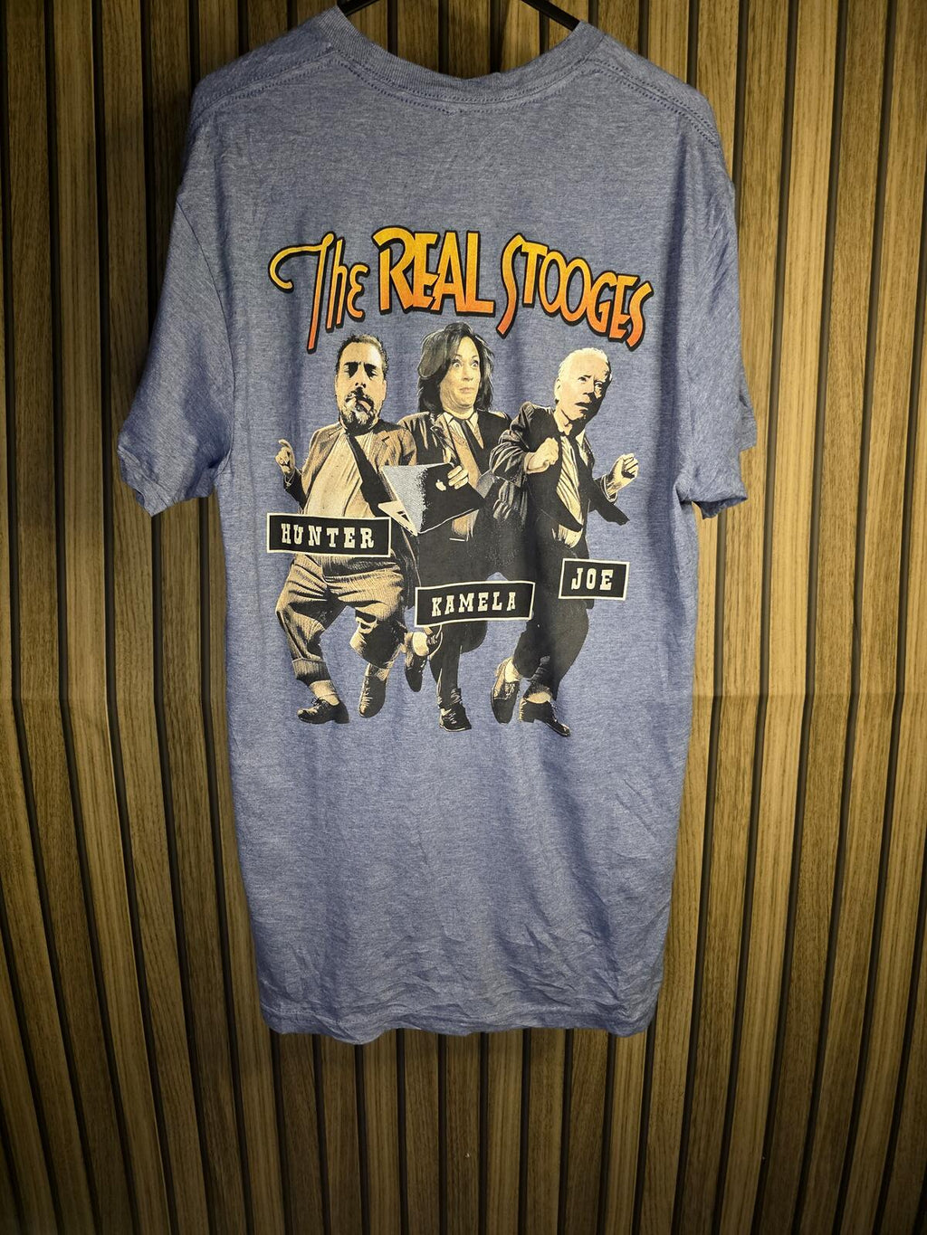 Gildan The Real Stooges Graphic T-Shirt Blue Medium