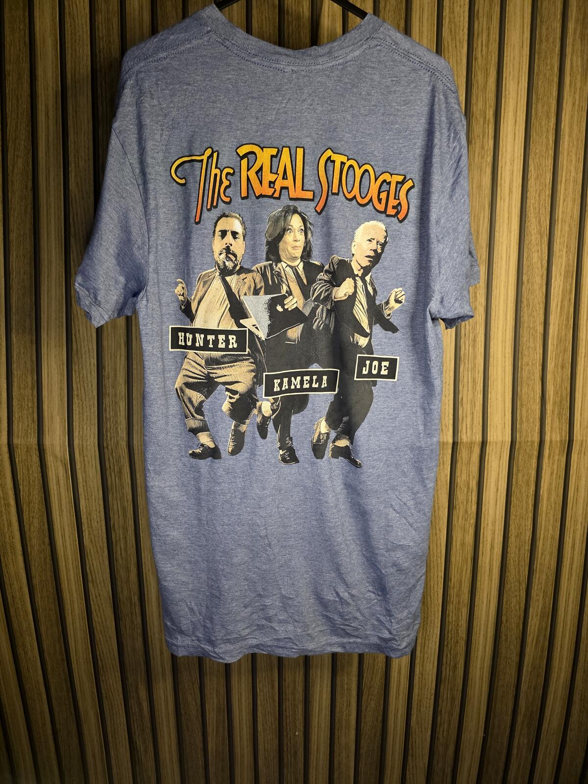 Gildan The Real Stooges Graphic T-Shirt Blue Medium