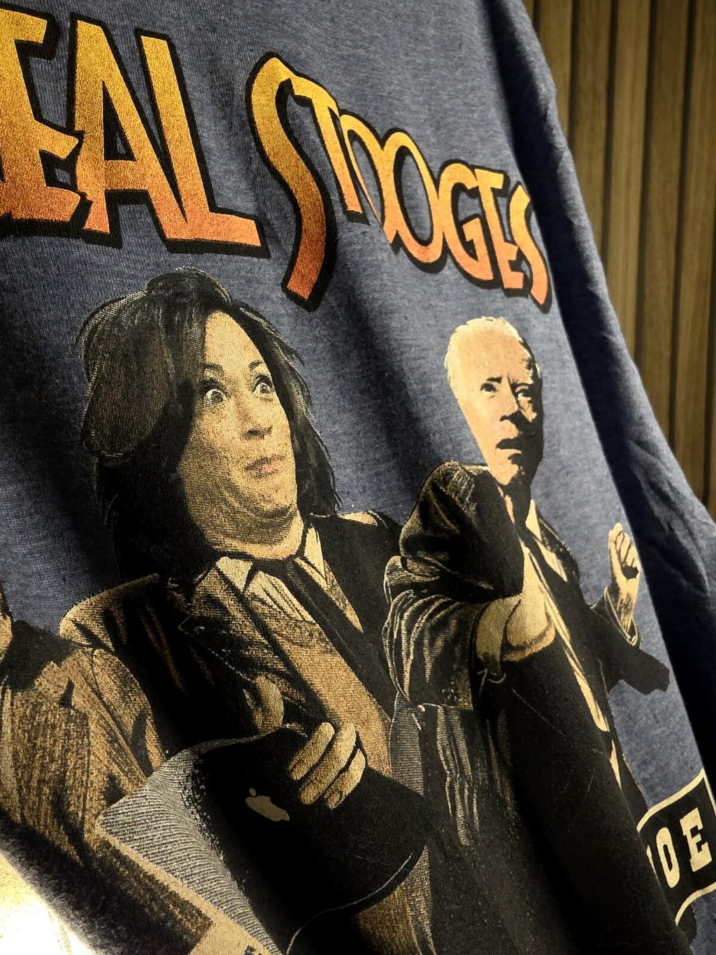 Gildan The Real Stooges Graphic T-Shirt Blue Medium