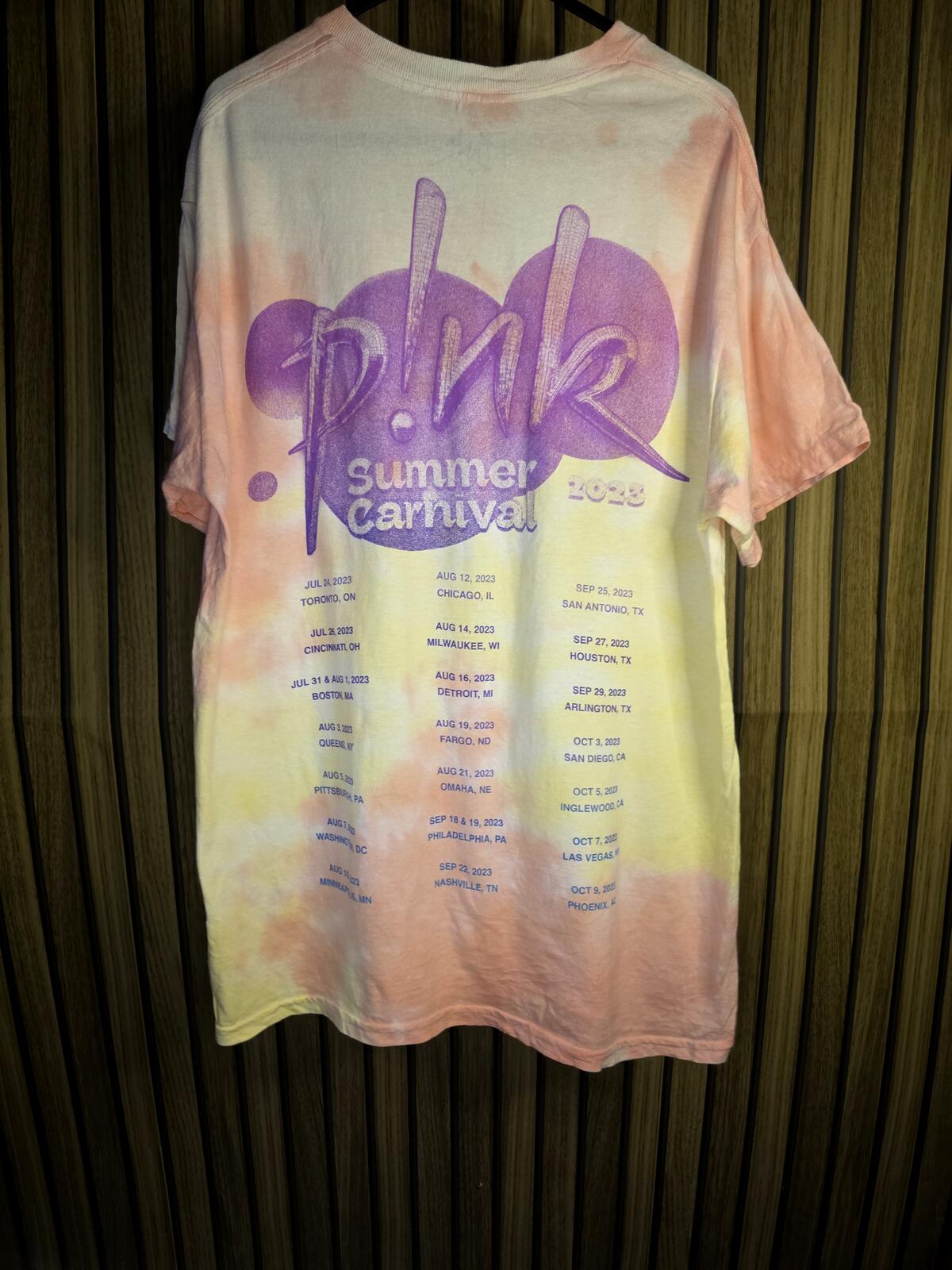 Pink Summer Carnival 2023 Graphic T-Shirt Pink Yellow Purple Size Regular M