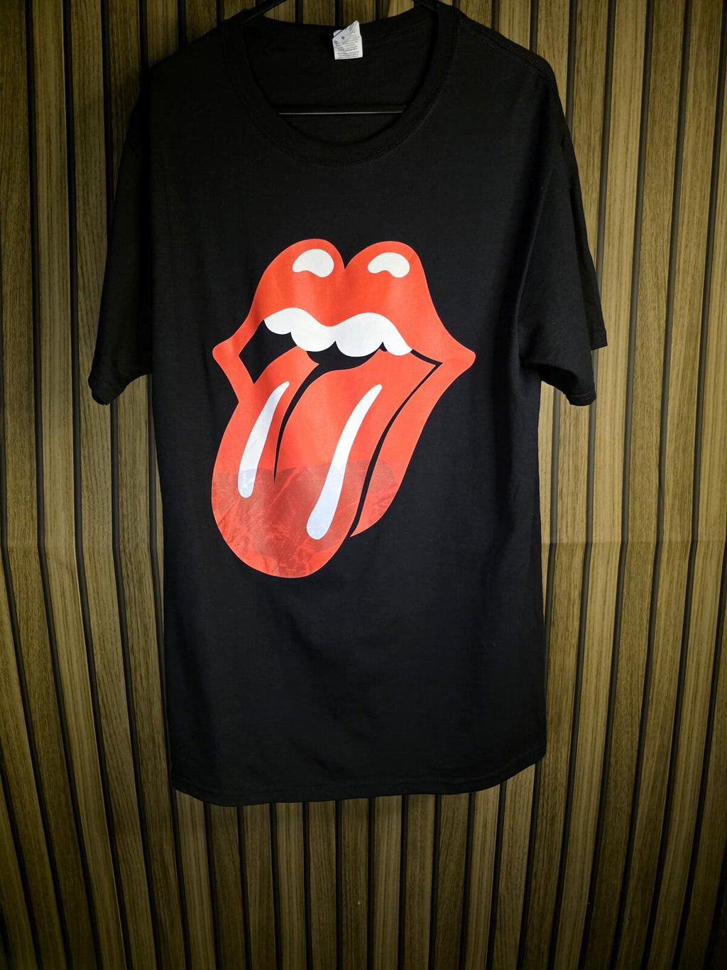 Fruit of the Loom Black Rolling Stones Tongue Logo T-Shirt Small