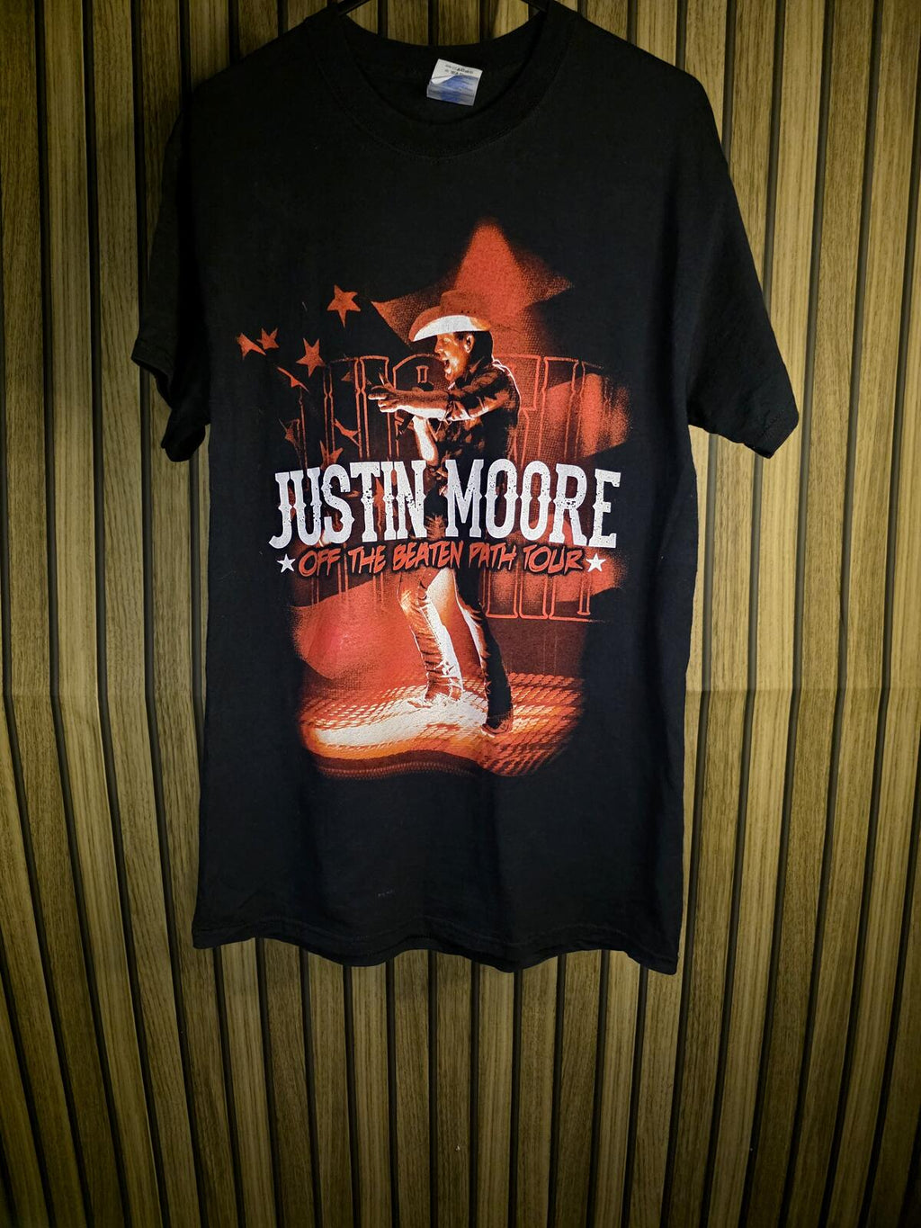 Justin Moore Off The Beaten Path Tour Black Graphic T-Shirt Size Small