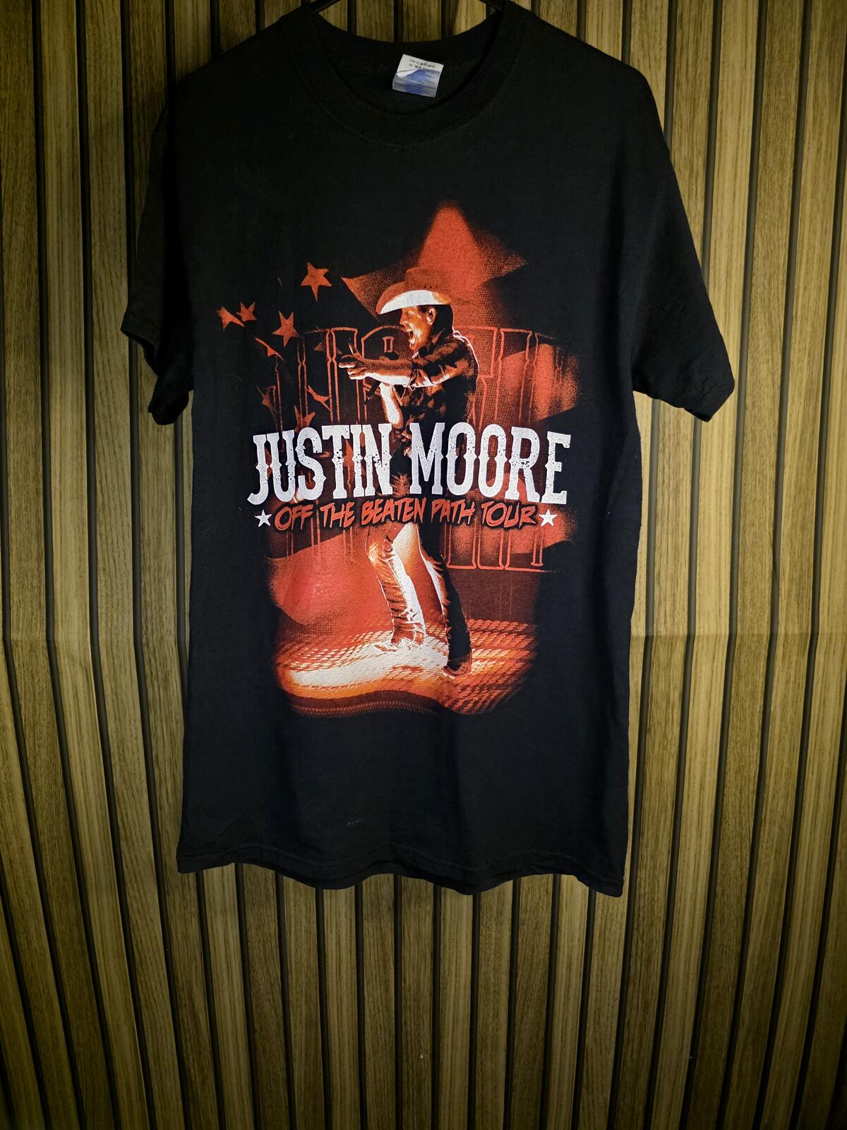 Justin Moore Off The Beaten Path Tour Black Graphic T-Shirt Size Small
