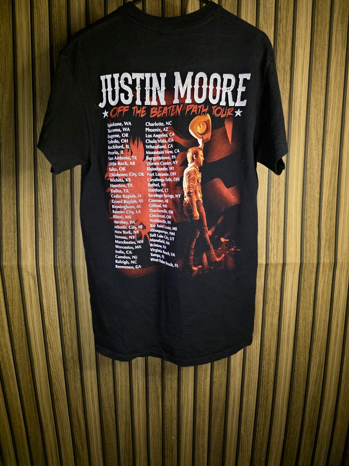 Justin Moore Off The Beaten Path Tour Black Graphic T-Shirt Size Small