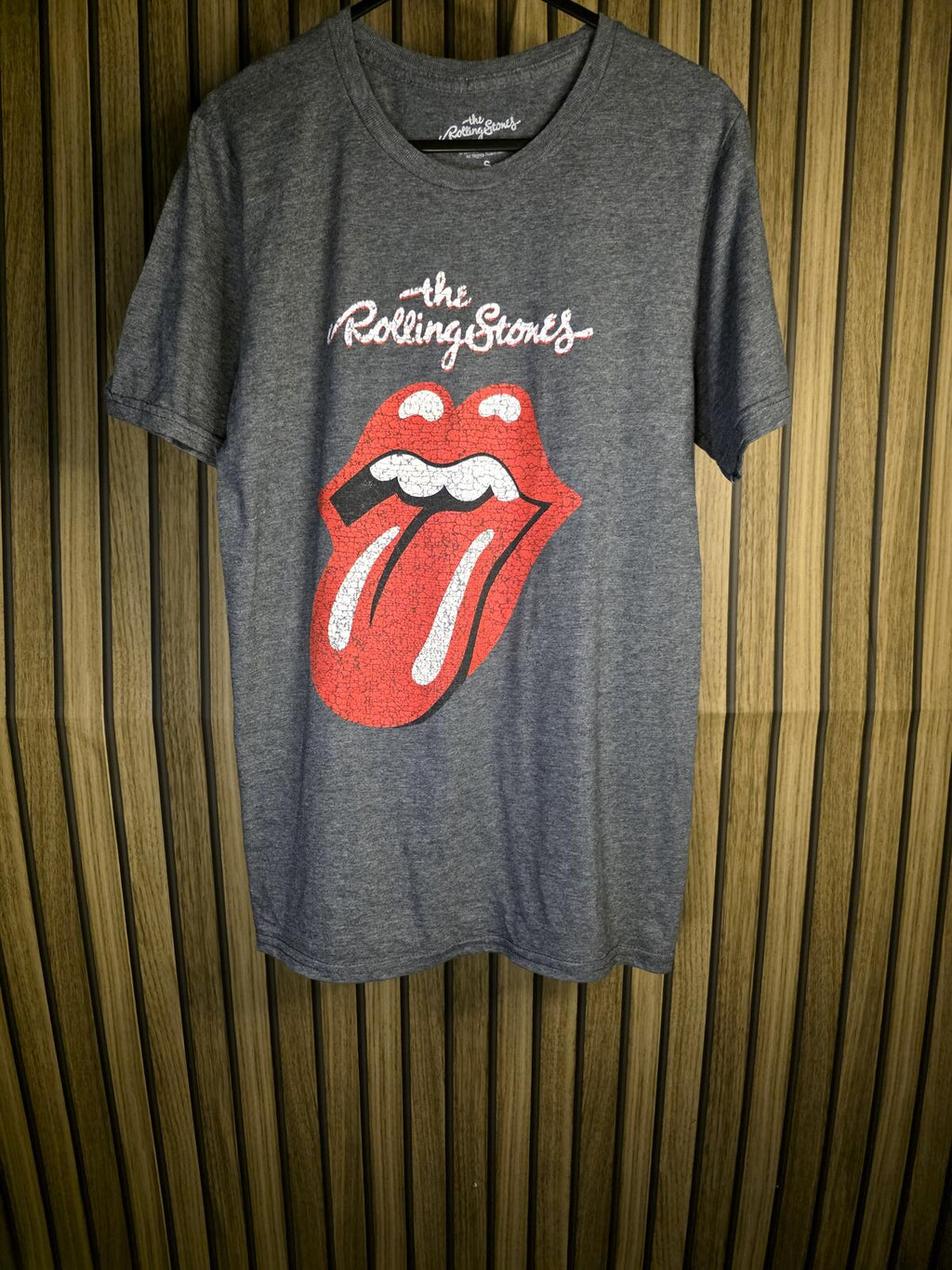 The Rolling Stones Graphic T-Shirt Red Tongue Logo Grey Small