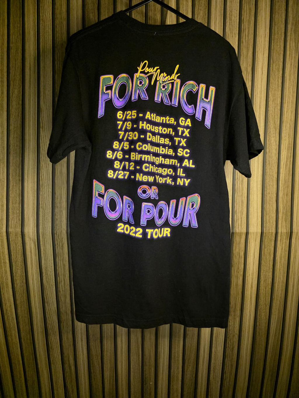 Pour Moned For Rich or For Pour Tour T-Shirt Black Small