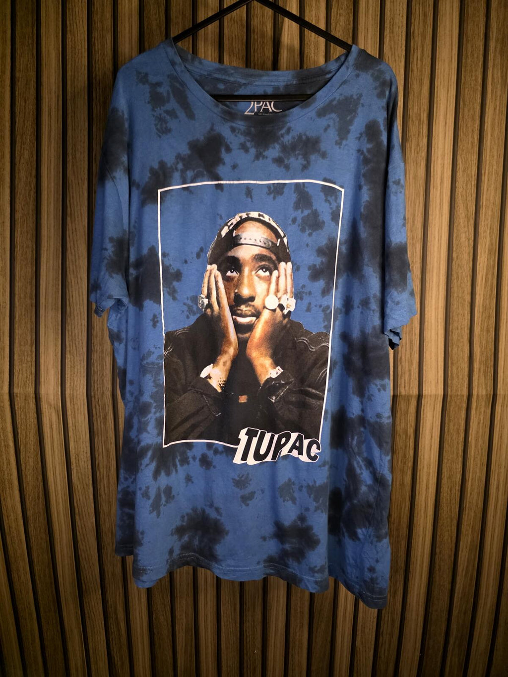 2PAC Graphic T-shirt Blue Tie-Dye XL Rap Artist
