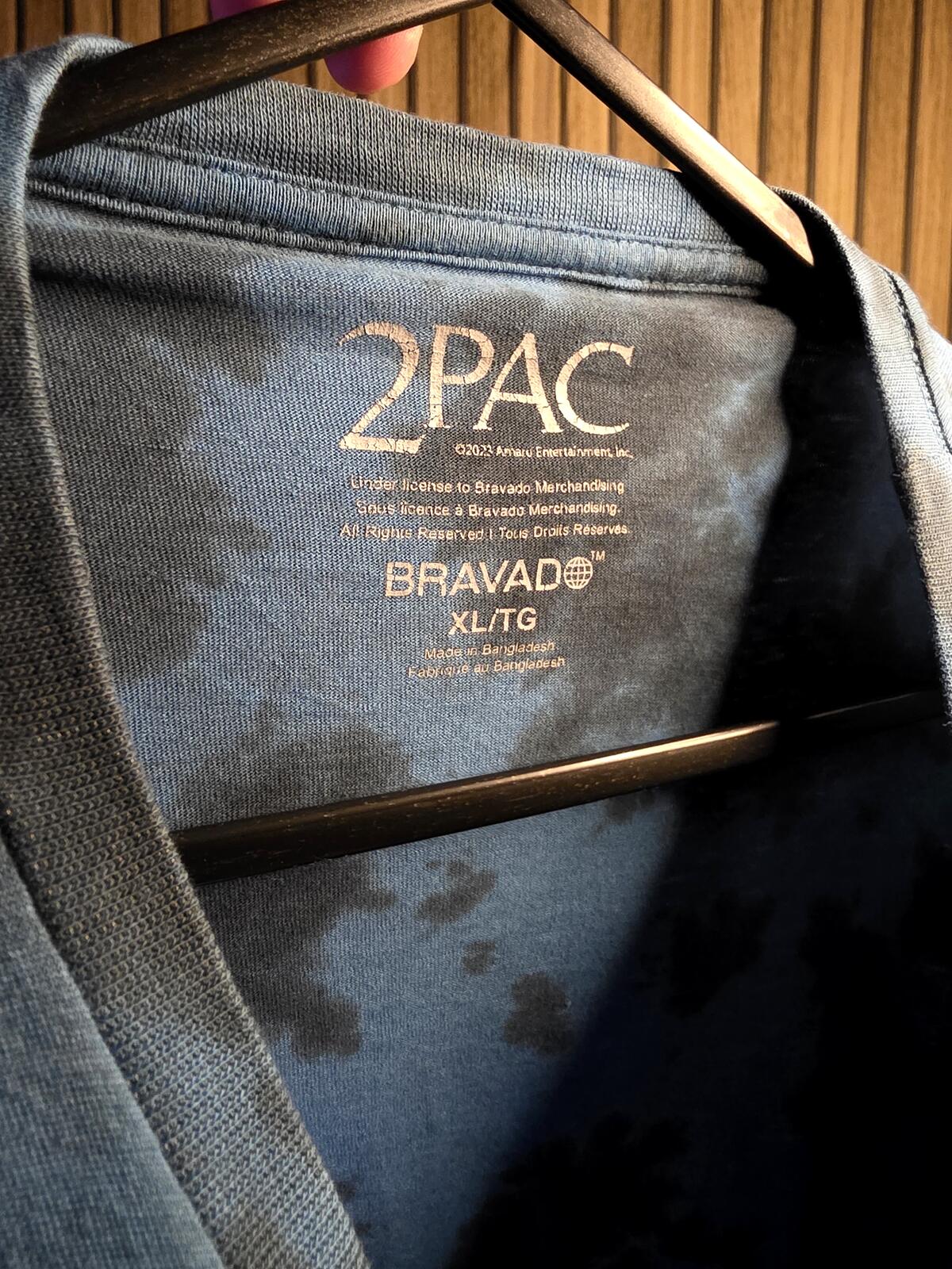 2PAC Graphic T-shirt Blue Tie-Dye XL Rap Artist
