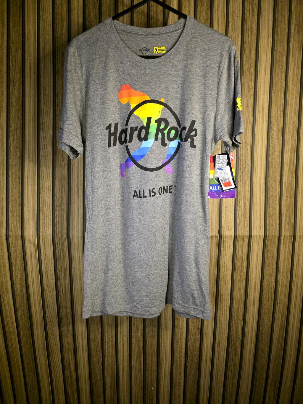 Freddie Mercury x Hard Rock T-shirt All Is One Rainbow Logo Grey XS