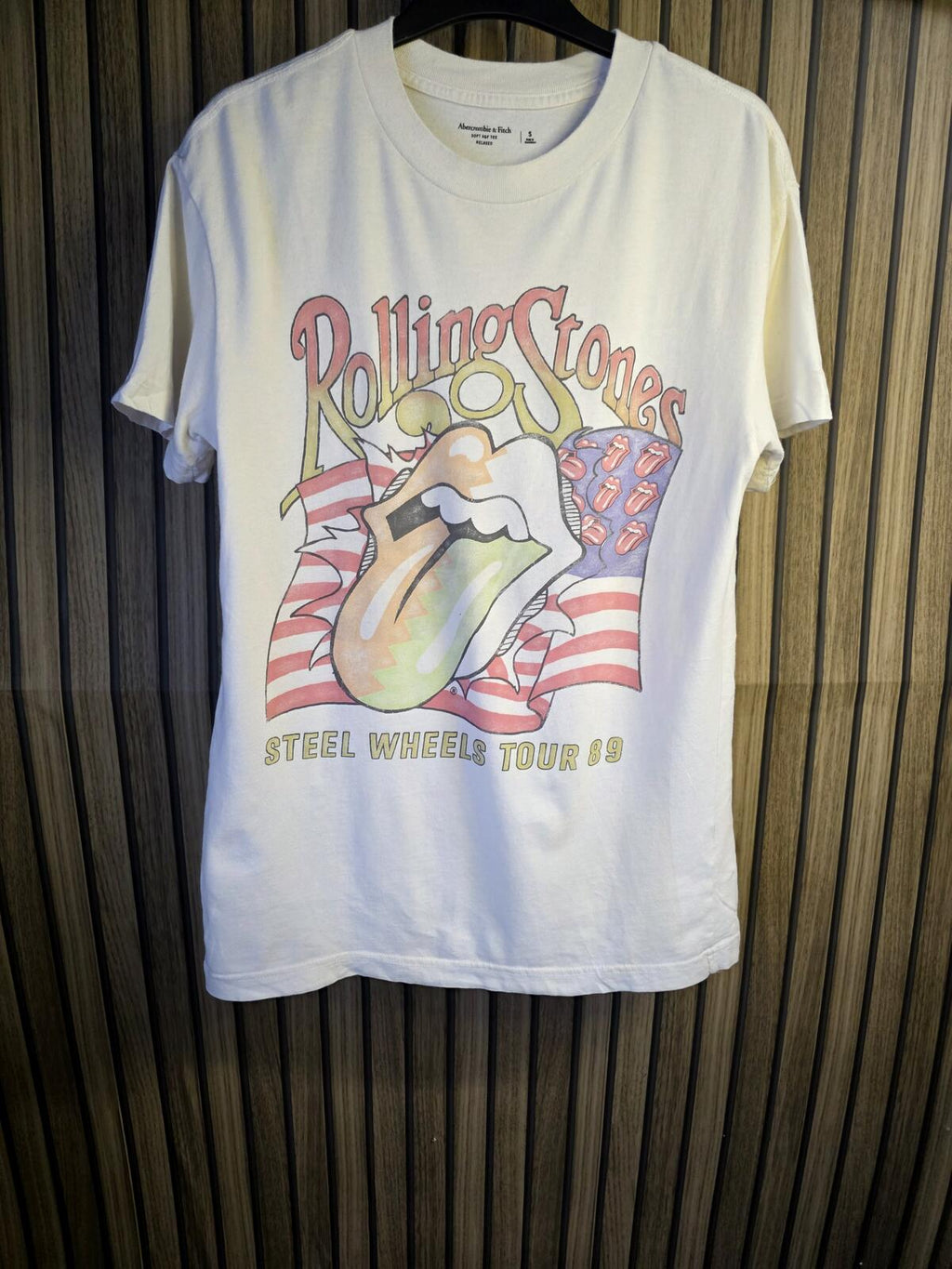 Abercrombie & Fitch Rolling Stones Steel Wheels Tour 89 T-Shirt White Small