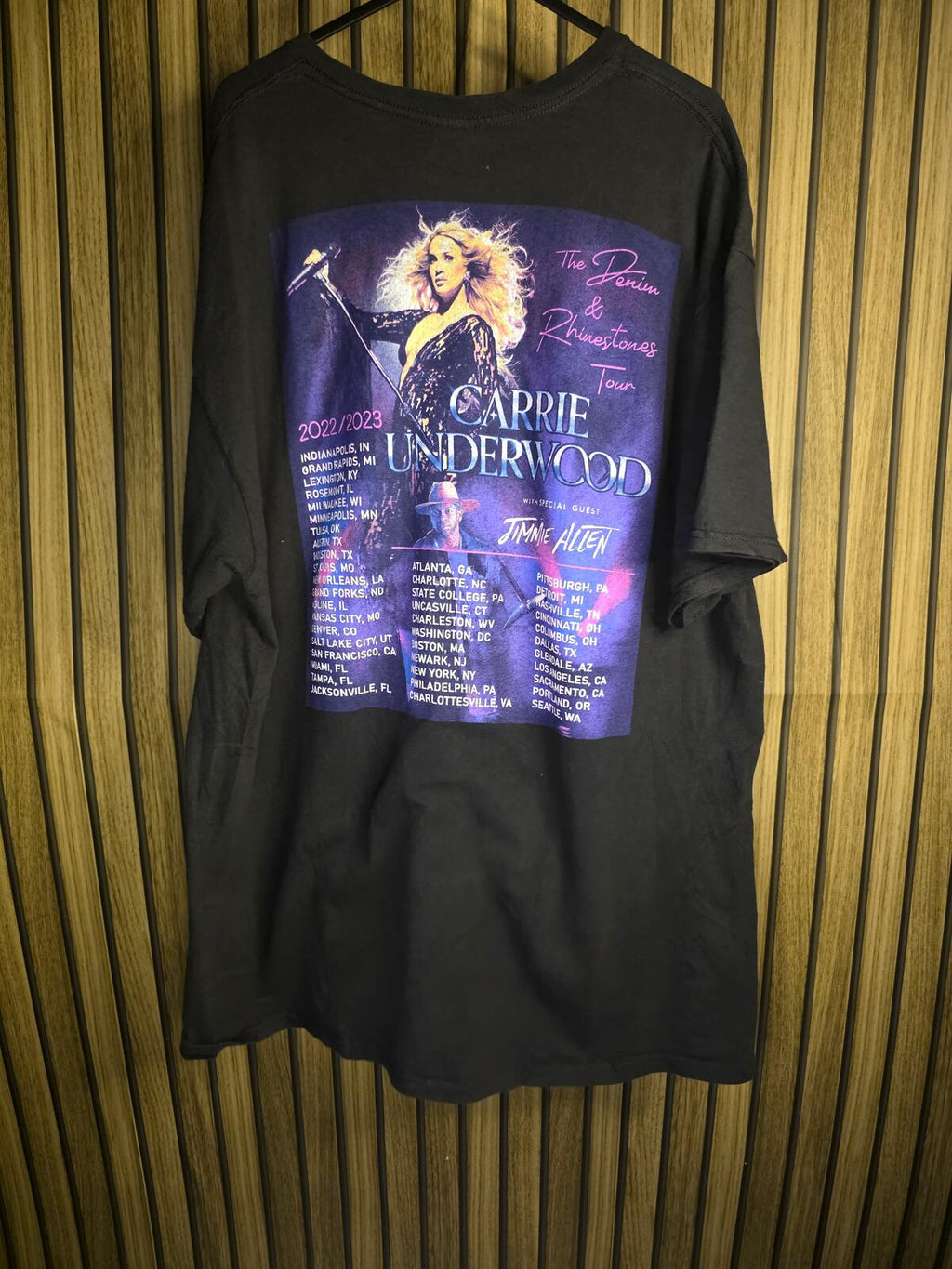 Carrie Underwood The Denim & Rhinestones Tour Black Graphic T-Shirt Size XL