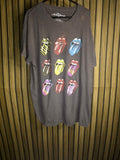 The Rolling Stones Graphic T-Shirt Multi-Coloured Tongues Design Black Size L