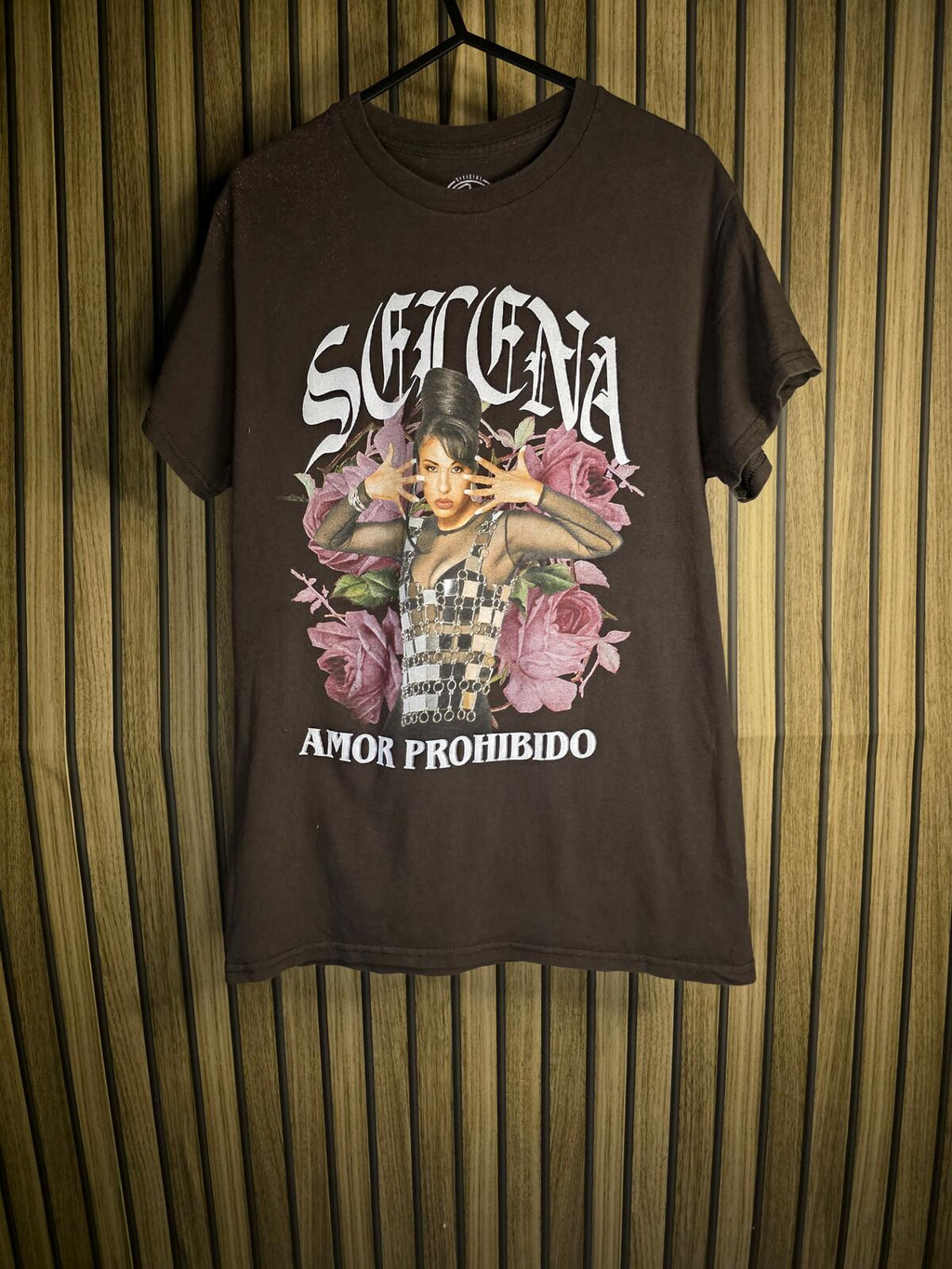Selena Amor Prohibido Graphic T-Shirt Brown Small